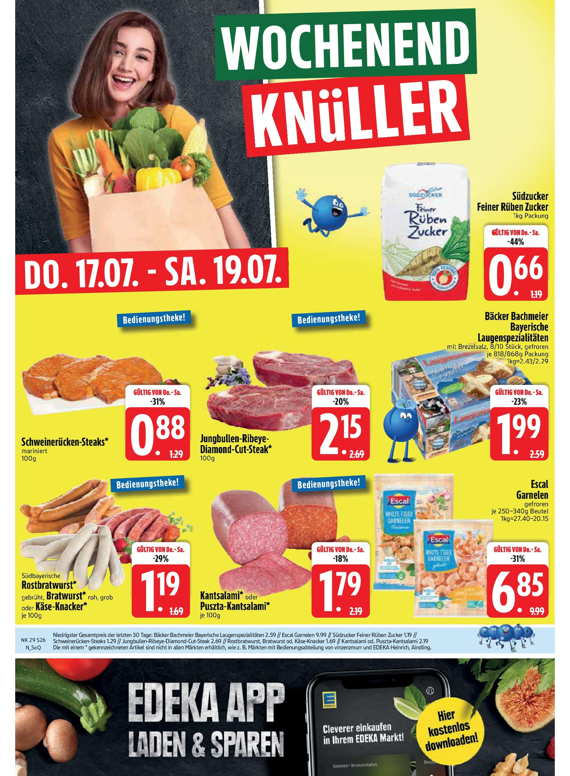 Edeka prospekt Rötz	 (ab 13.07.2025) » Angebote Online | Seite: 26 | Produkte: Bratwurst, Garnelen, Zucker, Salami
