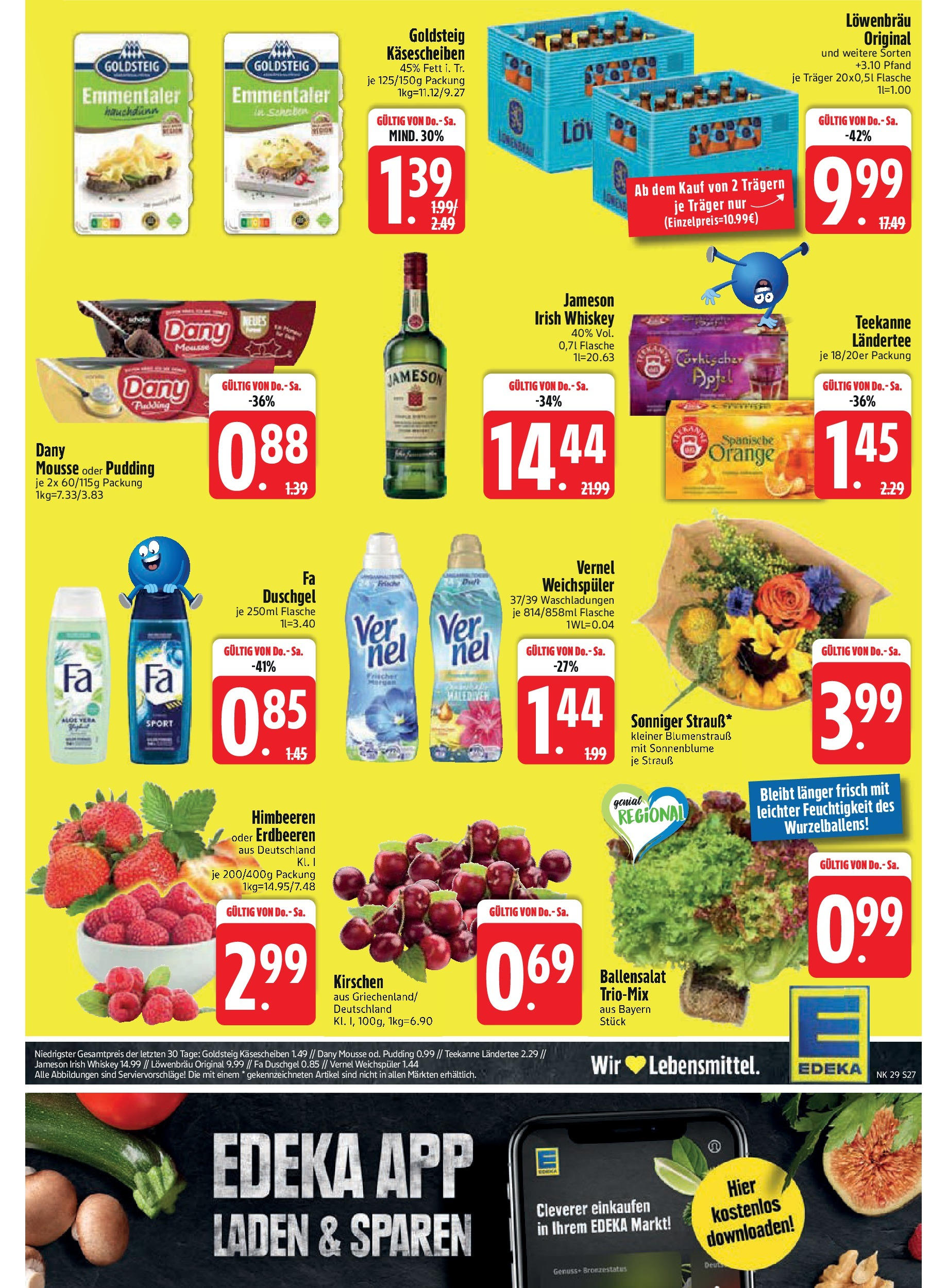Edeka prospekt Rötz	 (ab 13.07.2025) » Angebote Online | Seite: 27 | Produkte: Himbeeren, Fa duschgel, Pudding, Teekanne