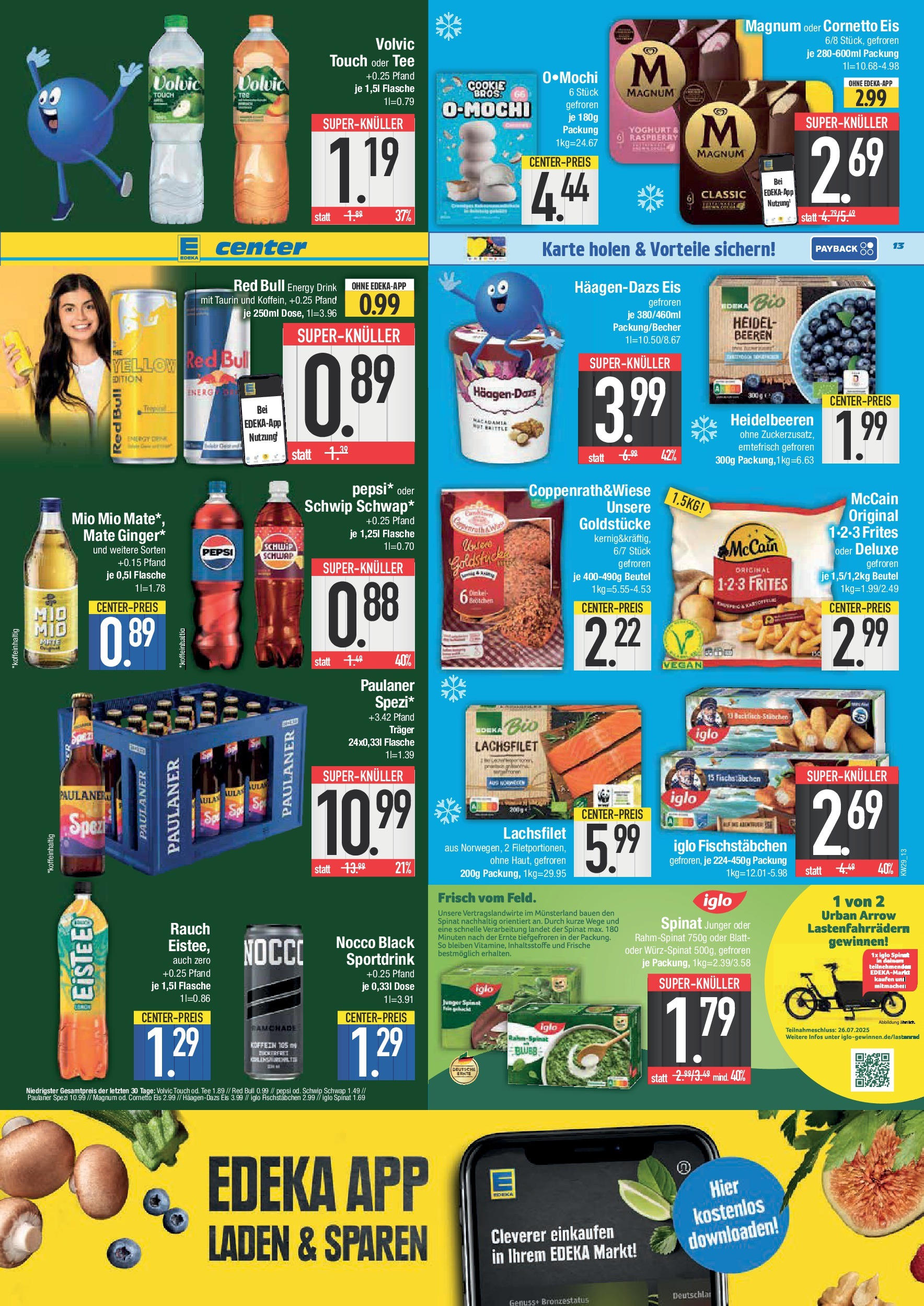 Edeka prospekt Weißenburg	 (ab 13.07.2025) » Angebote Online | Seite: 13 | Produkte: Iglo, Volvic touch, Pepsi, Volvic