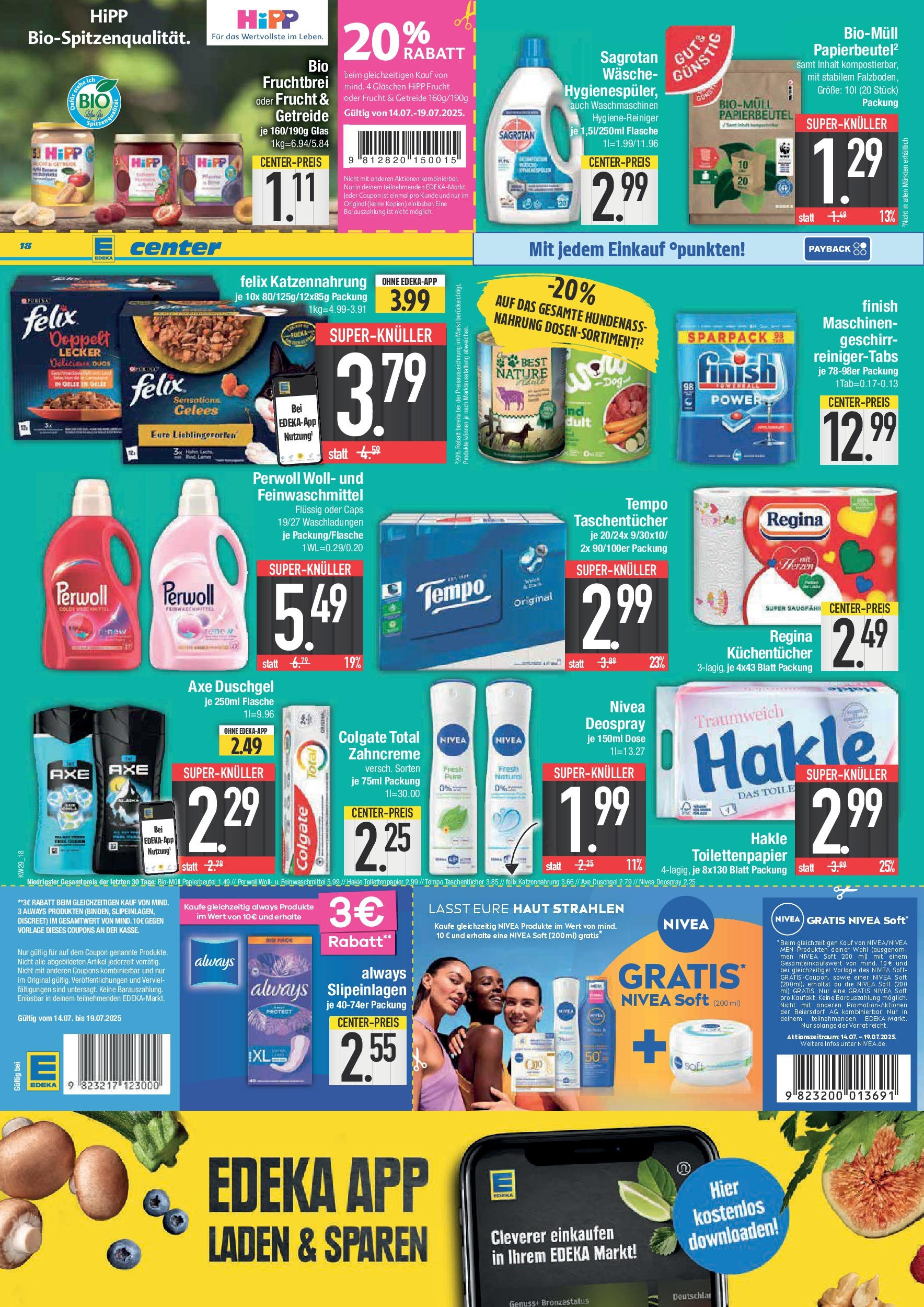 Edeka prospekt Weißenburg	 (ab 13.07.2025) » Angebote Online | Seite: 22 | Produkte: Duschgel, Tempo, Deospray, Toilettenpapier