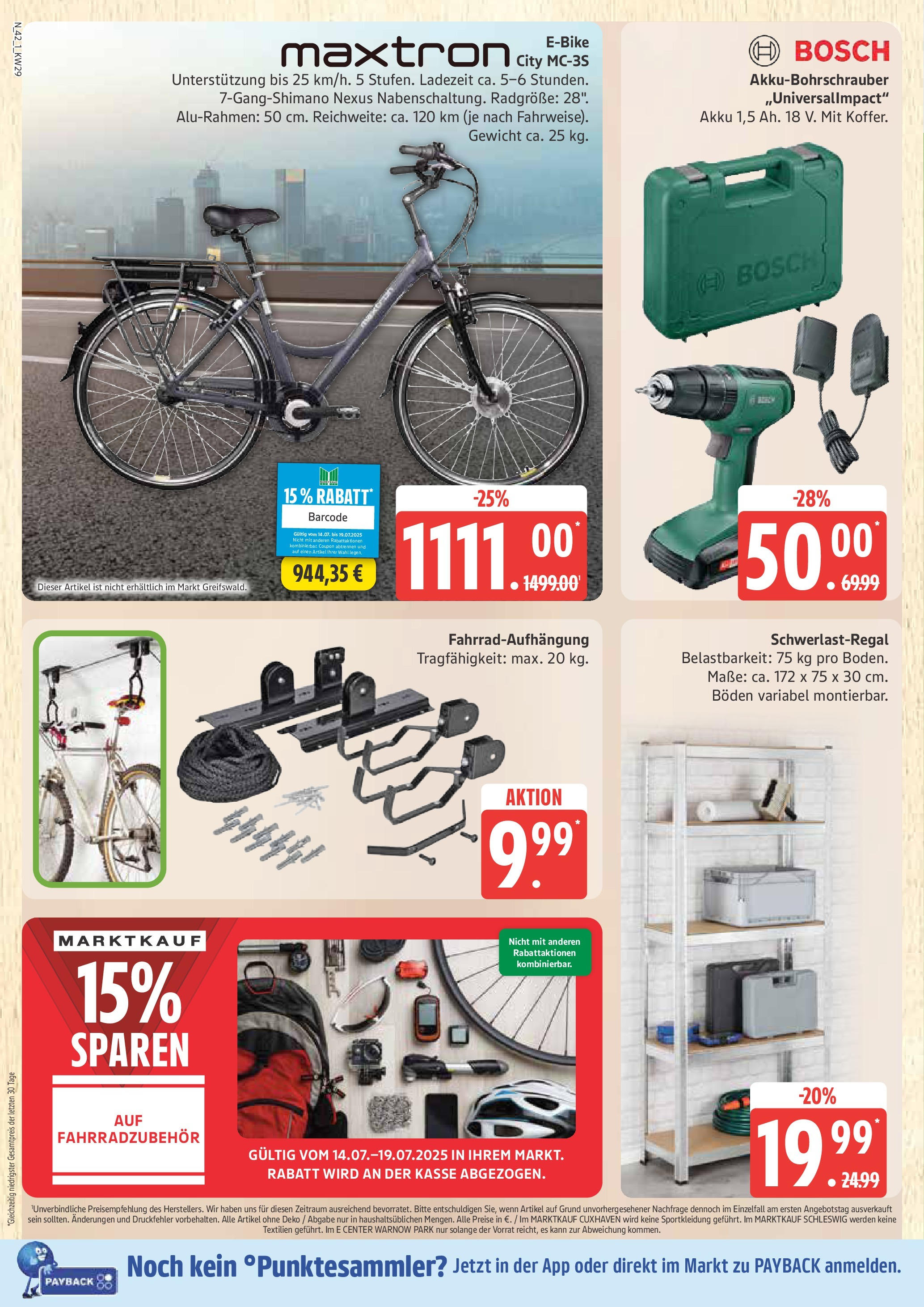 Marktkauf - Marktkauf: Wochenangebote (ab 13.07.2025) » Angebote online | Seite: 42 | Produkte: Bosch, Gewicht, Schwerlastregal
