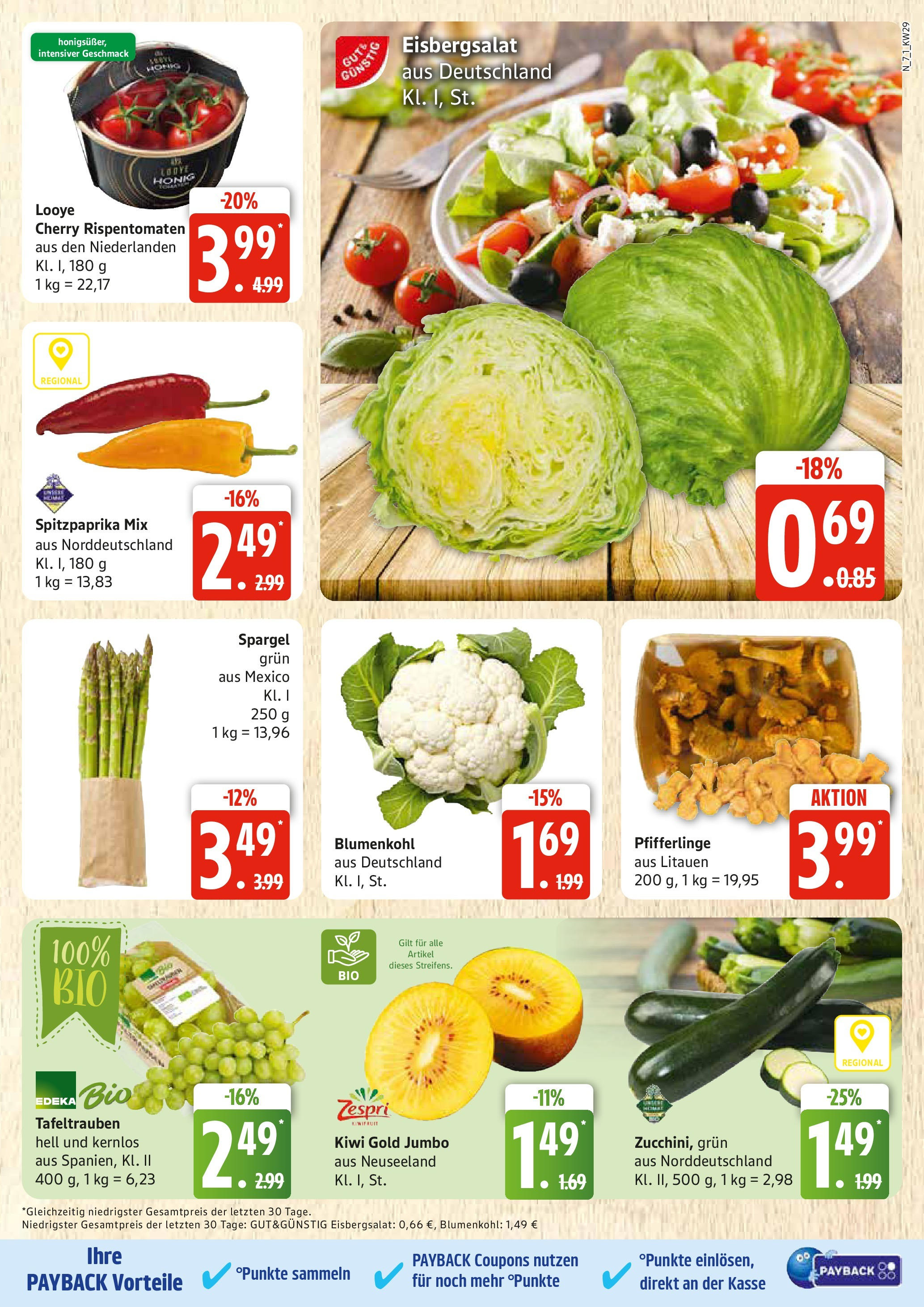 Edeka prospekt Rostock	 (ab 13.07.2025) » Angebote Online | Seite: 7 | Produkte: Eisbergsalat, Spargel, Blumenkohl, Kiwi