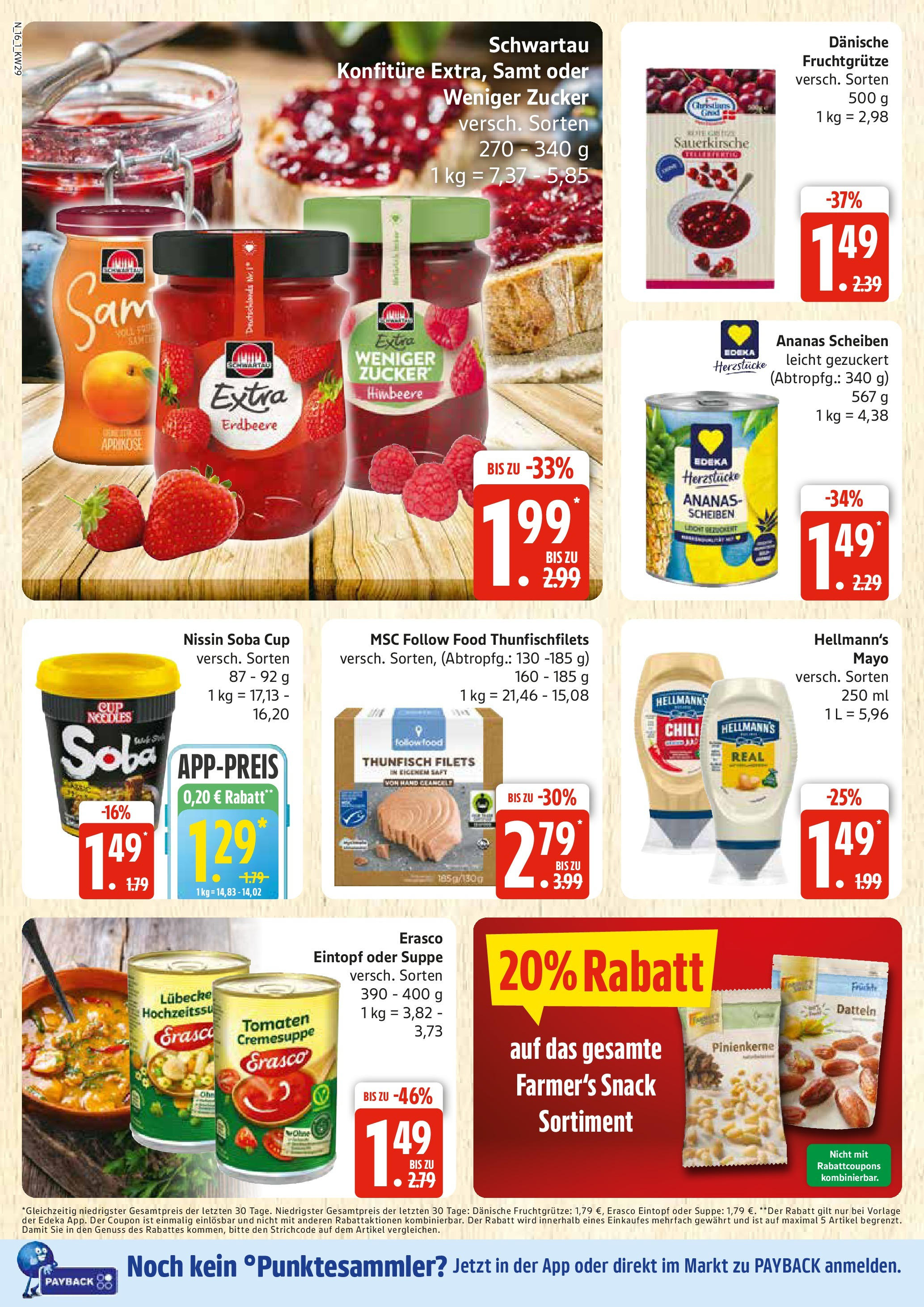 Edeka prospekt Rostock	 (ab 13.07.2025) » Angebote Online | Seite: 16 | Produkte: Mayonnaise, Himbeere, Saft, Erasco