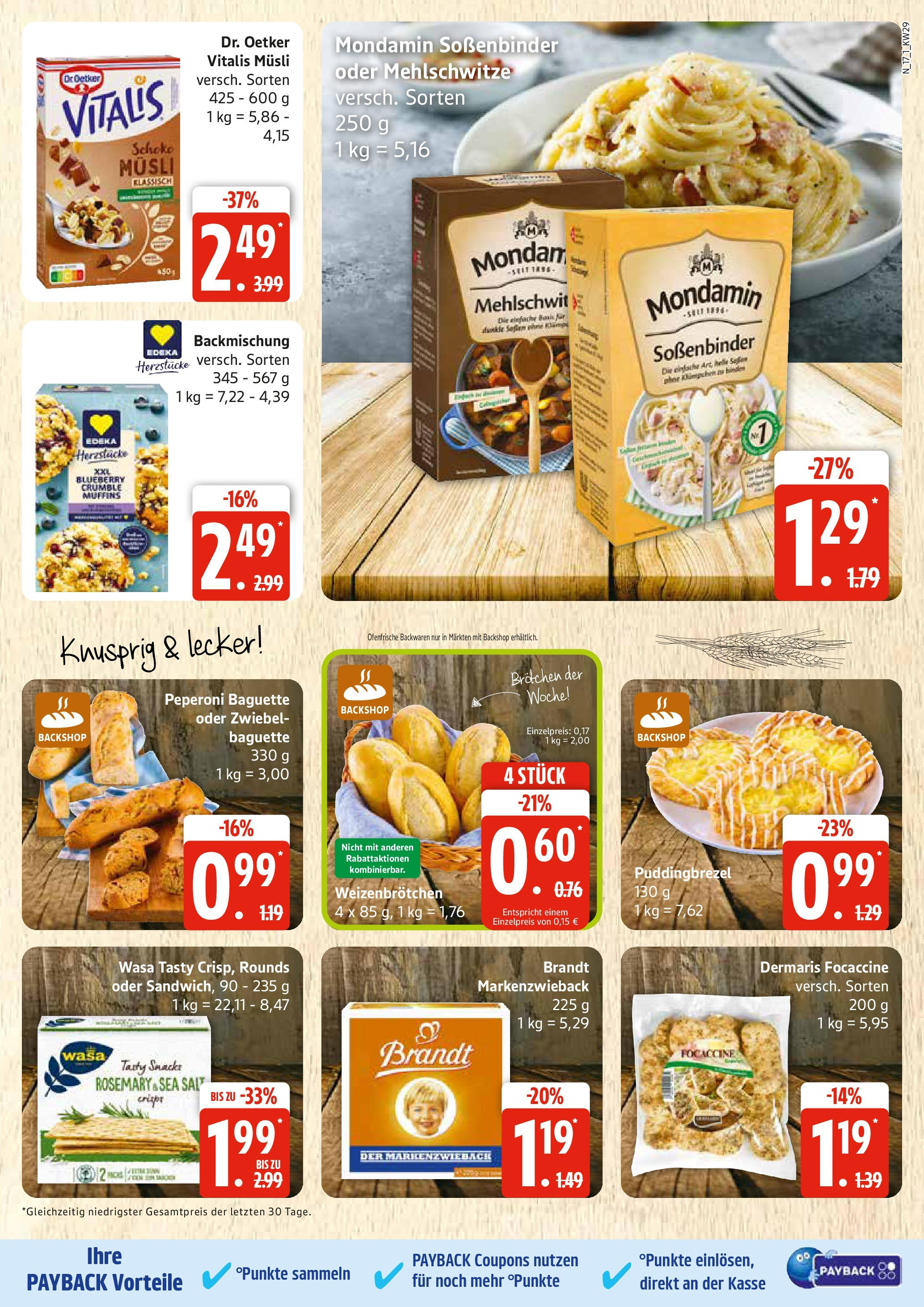 Edeka prospekt Rostock	 (ab 13.07.2025) » Angebote Online | Seite: 17 | Produkte: Musli, Baguette, Ofenfrische