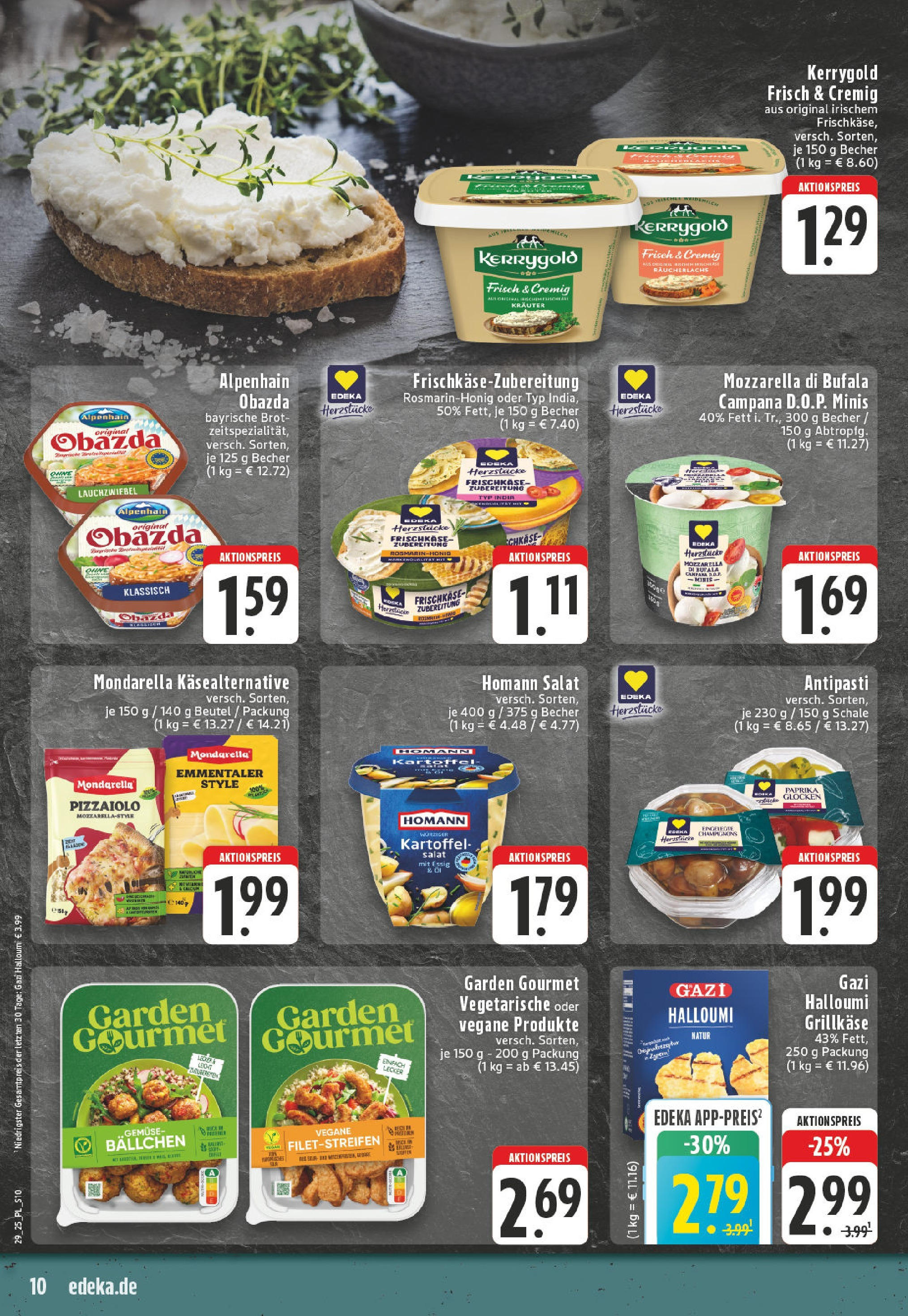 Edeka prospekt Bad Sassendorf	 (ab 13.07.2025) » Angebote Online | Seite: 10 | Produkte: Mozzarella, Champignons, Räucherlachs, Brot