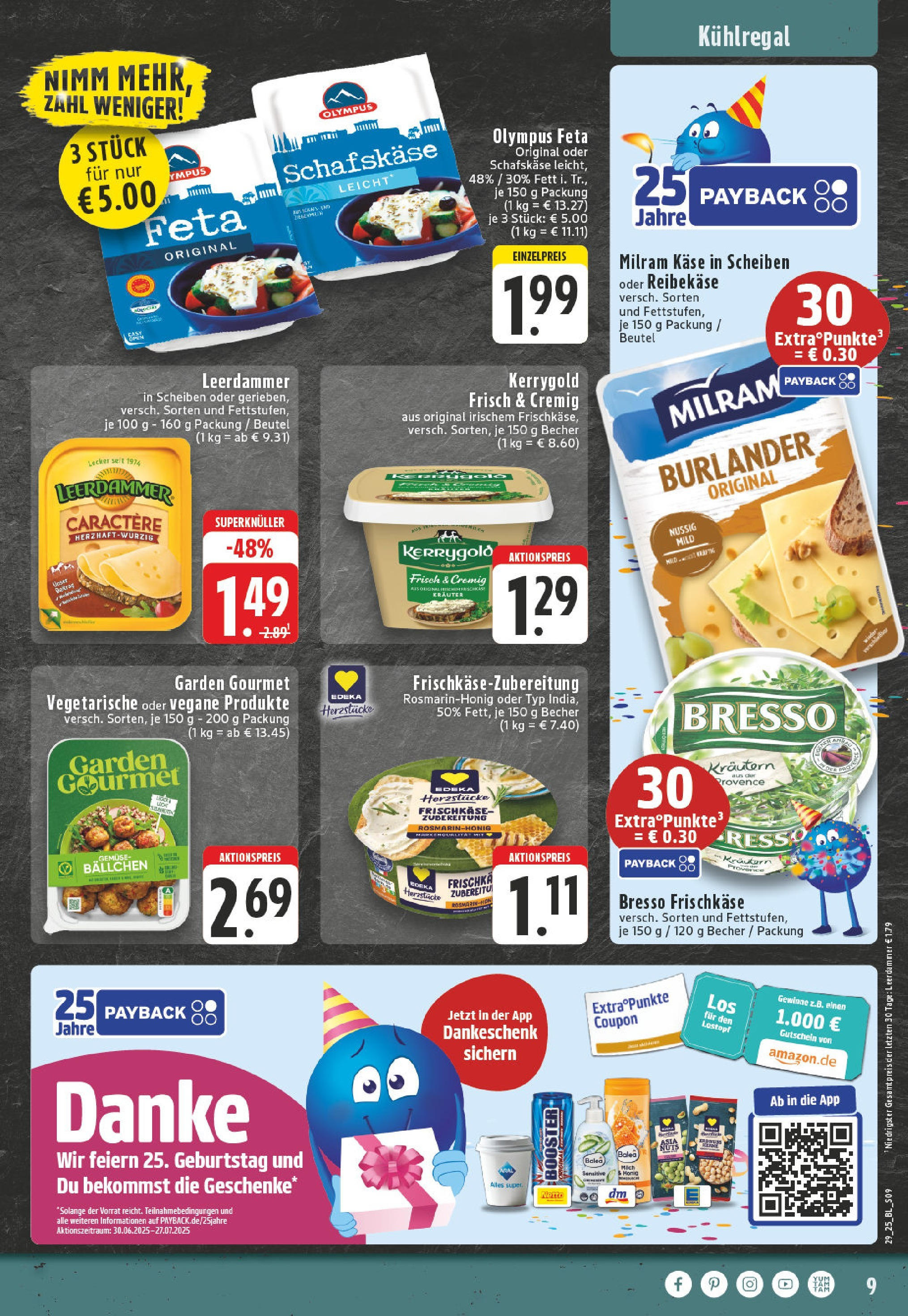 Edeka prospekt Altena	 (ab 13.07.2025) » Angebote Online | Seite: 9 | Produkte: Bresso, Gemüse, Milram, Schafskase