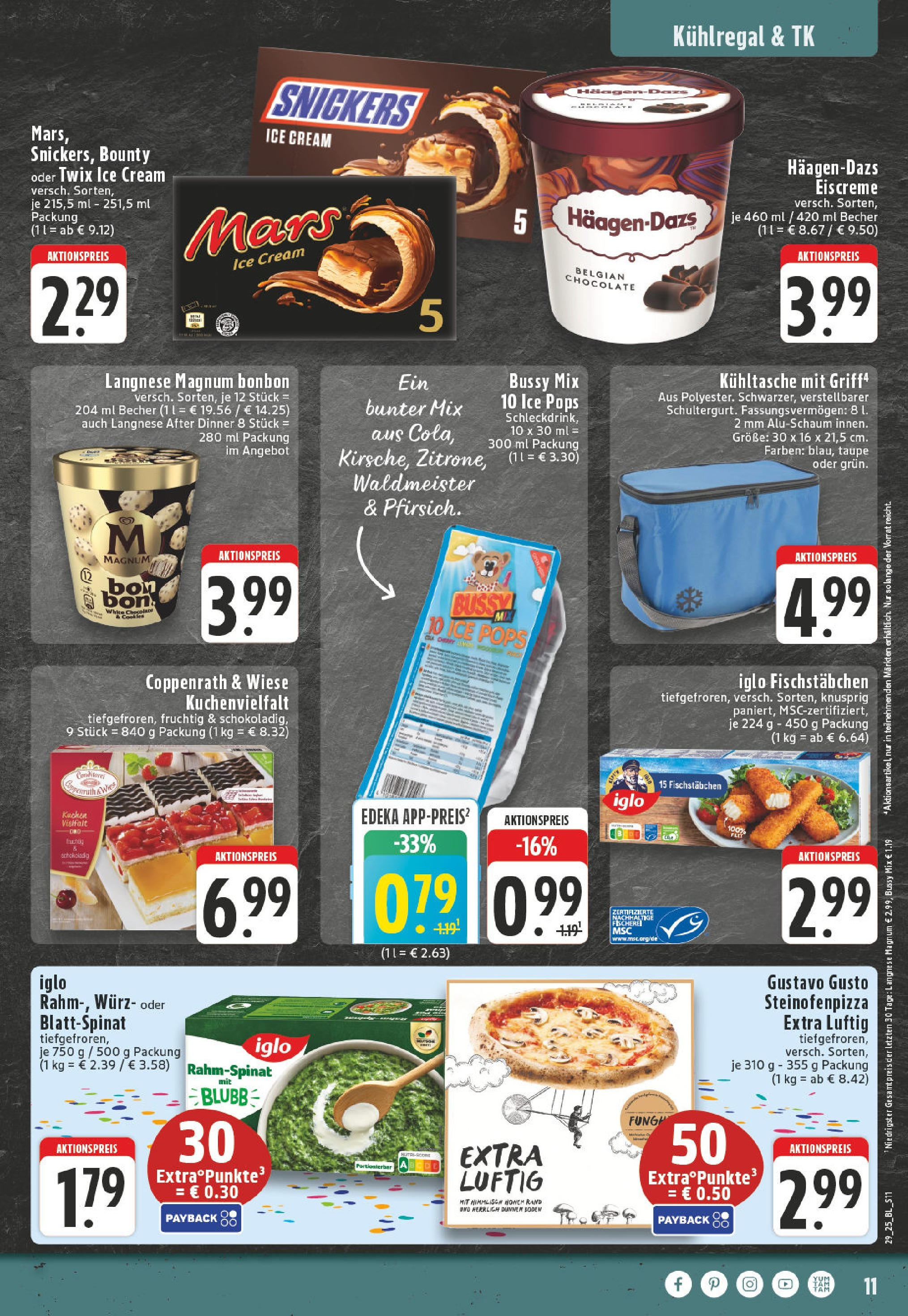 Edeka prospekt Altena	 (ab 13.07.2025) » Angebote Online | Seite: 11 | Produkte: Langnese, Iglo, Fischstabchen, Pizza