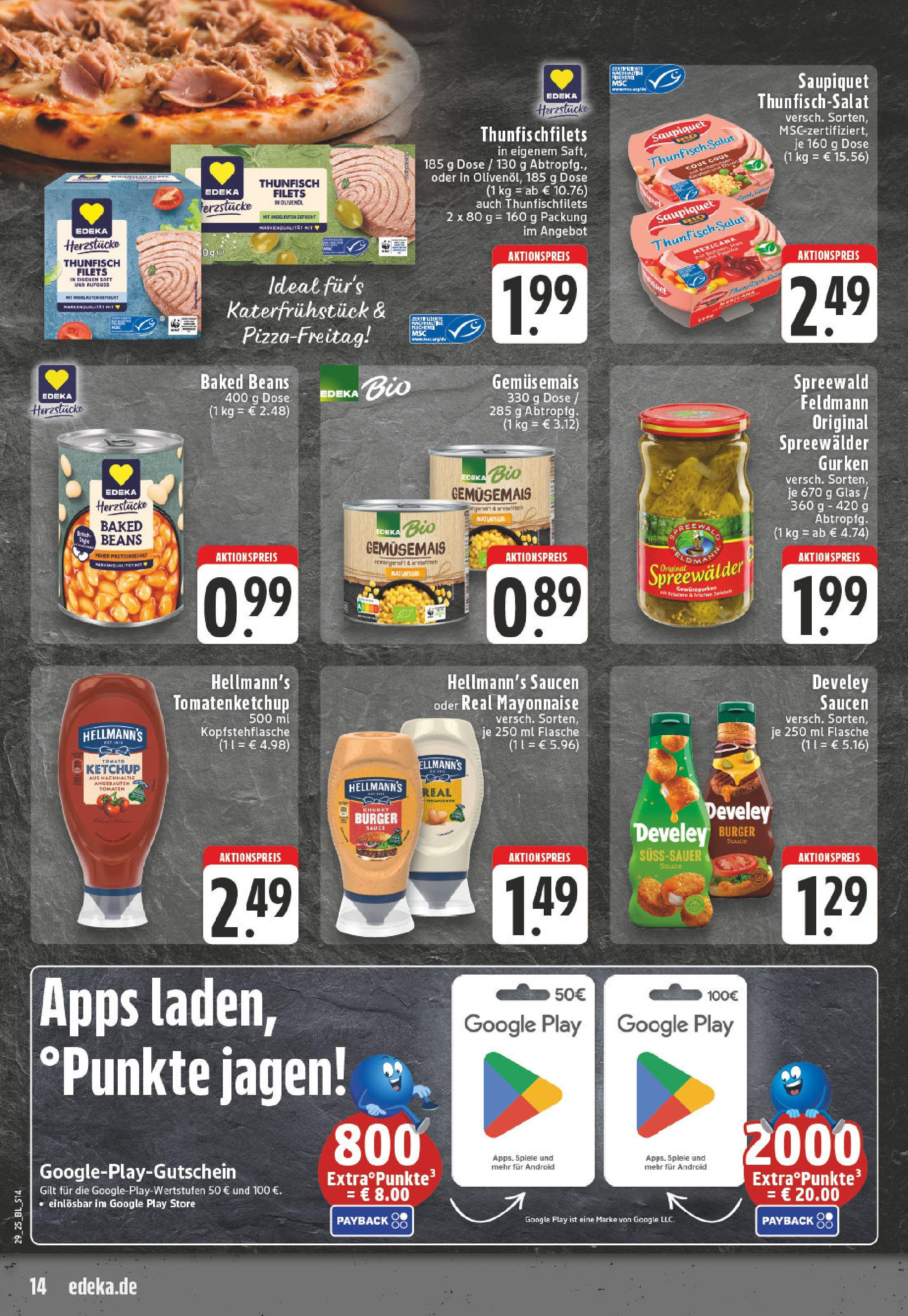 Edeka prospekt Altena	 (ab 13.07.2025) » Angebote Online | Seite: 14 | Produkte: Thunfisch, Olivenol, Saft, Ketchup