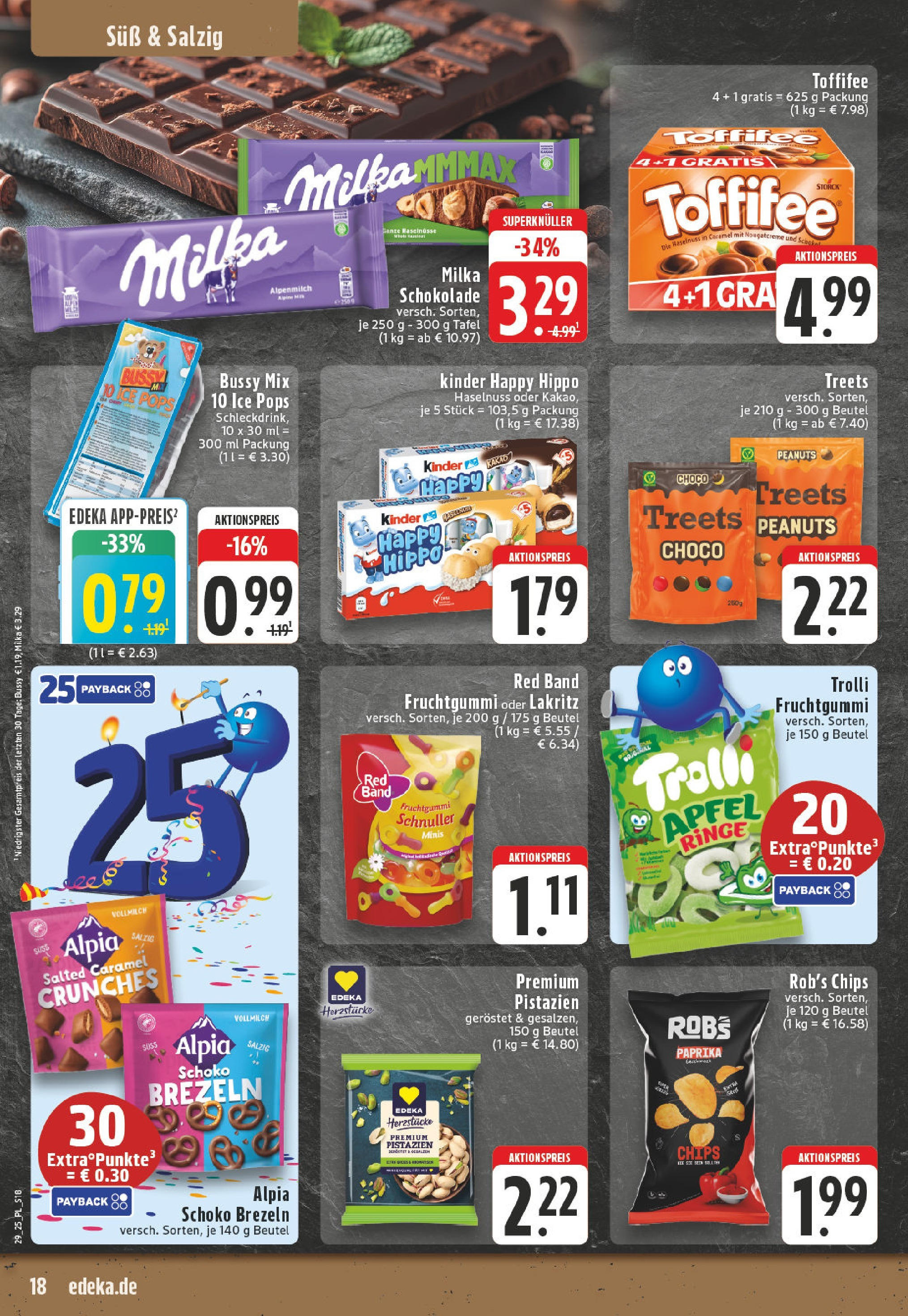Edeka prospekt Bad Sassendorf	 (ab 13.07.2025) » Angebote Online | Seite: 18 | Produkte: Schokolade, Milka schokolade, Pistazien, Paprika
