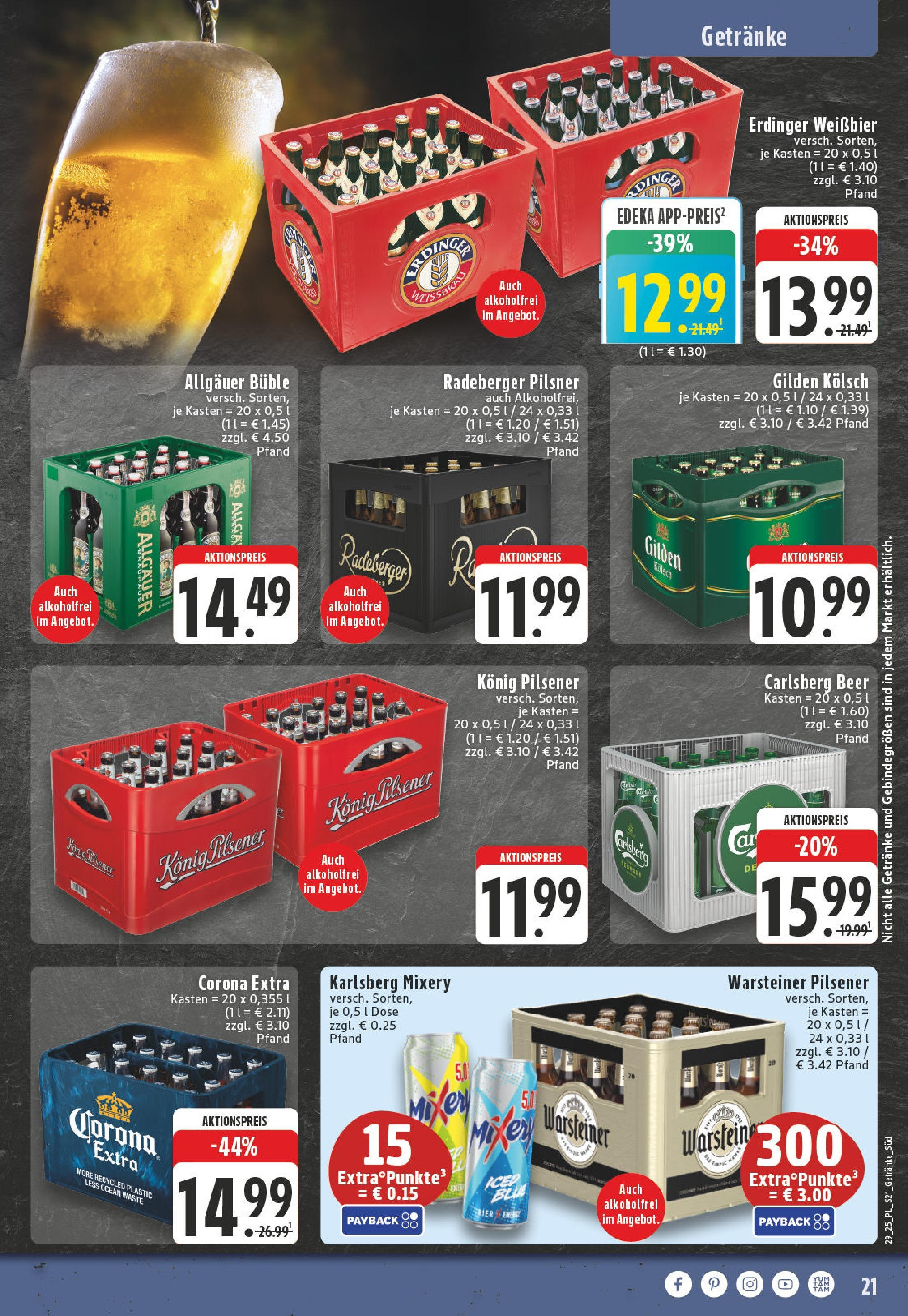 Edeka prospekt Bornheim	 (ab 13.07.2025) » Angebote Online | Seite: 21 | Produkte: Erdinger, Carlsberg, Warsteiner, Radeberger pilsner