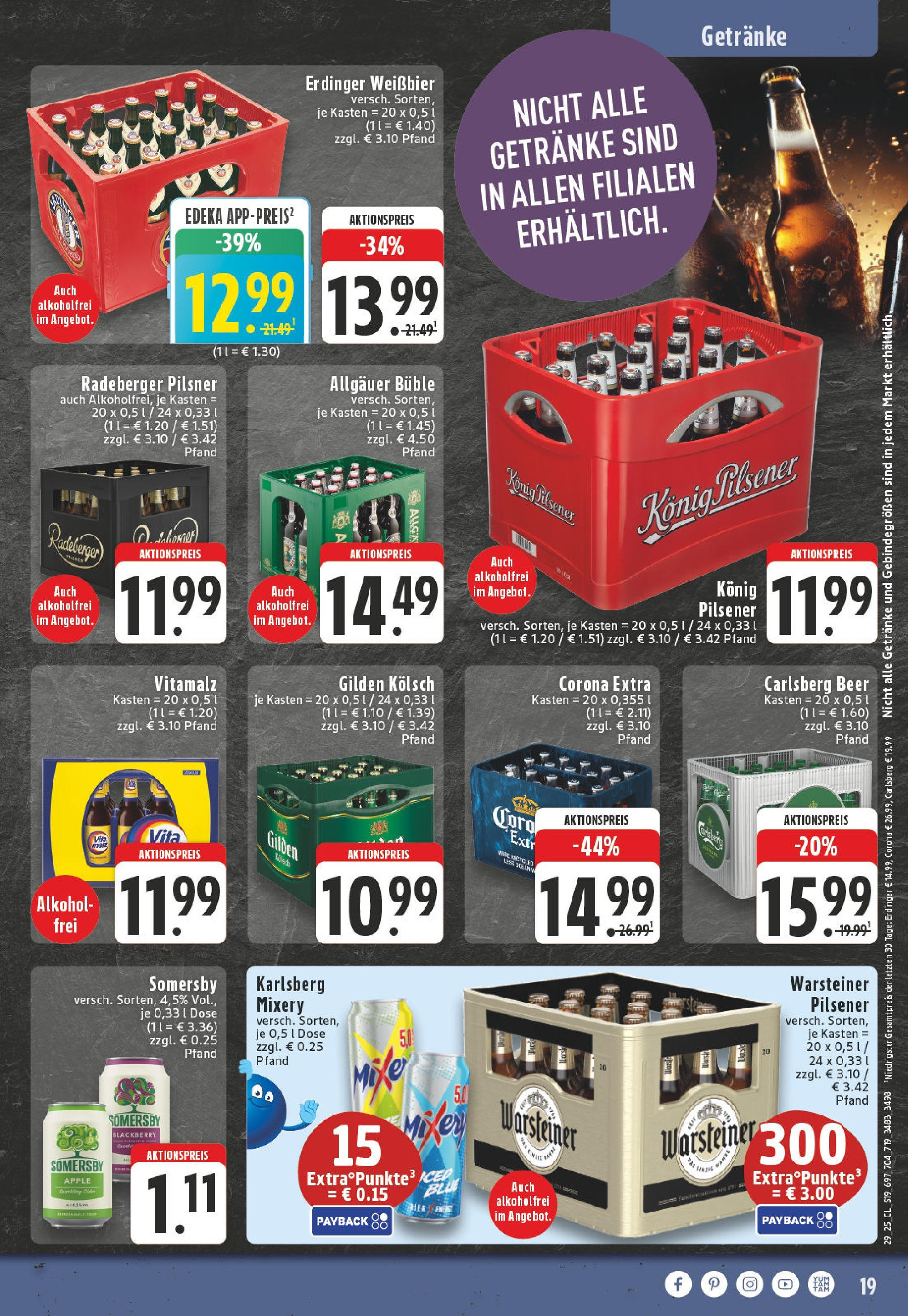 Edeka prospekt Bonn	 (ab 13.07.2025) » Angebote Online | Seite: 19 | Produkte: Konig pilsener, Carlsberg, Warsteiner, Mixery
