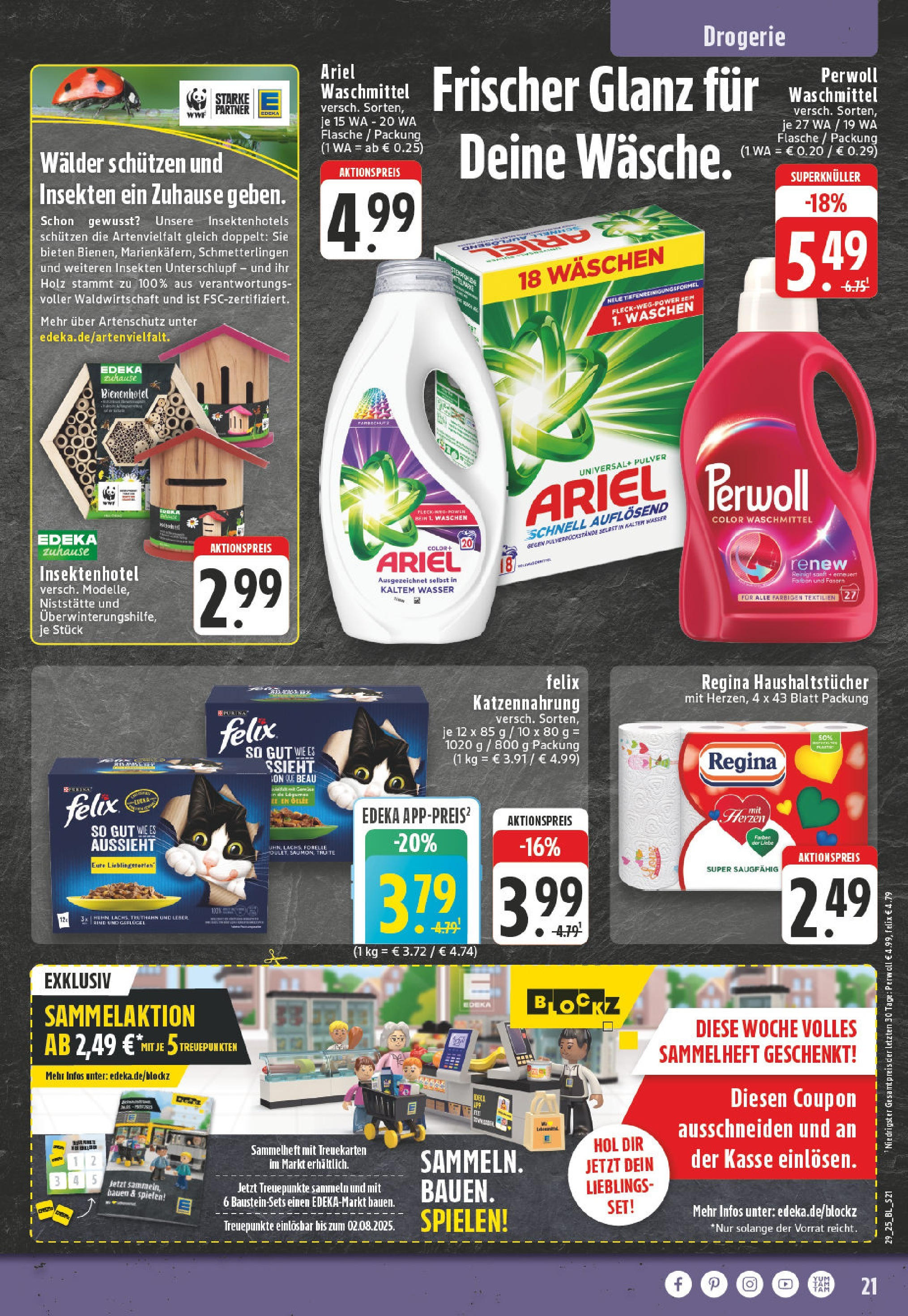 Edeka prospekt Altena	 (ab 13.07.2025) » Angebote Online | Seite: 21 | Produkte: Ariel, Perwoll, Lachs, Waschmittel