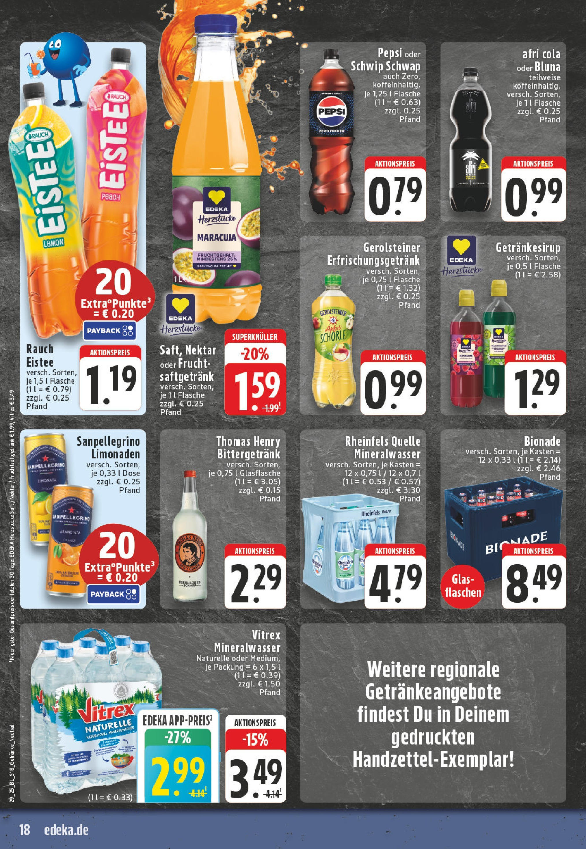 Edeka prospekt Winterberg-Zueschen	 (ab 14.07.2025) » Angebote Online | Seite: 18 | Produkte: Cola, Mineralwasser, Zucker, Gerolsteiner