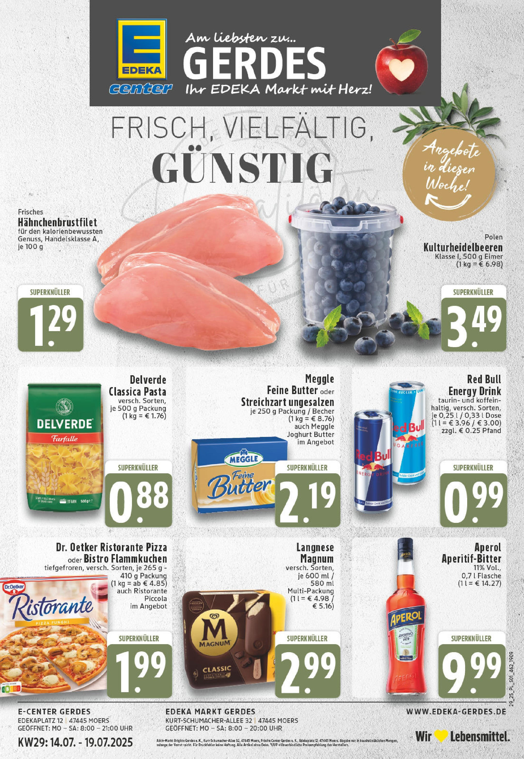 Edeka prospekt Moers-Rheinkamp	 (ab 13.07.2025) » Angebote Online | Seite: 1 | Produkte: Ristorante, Pizza, Aperol, Uhr