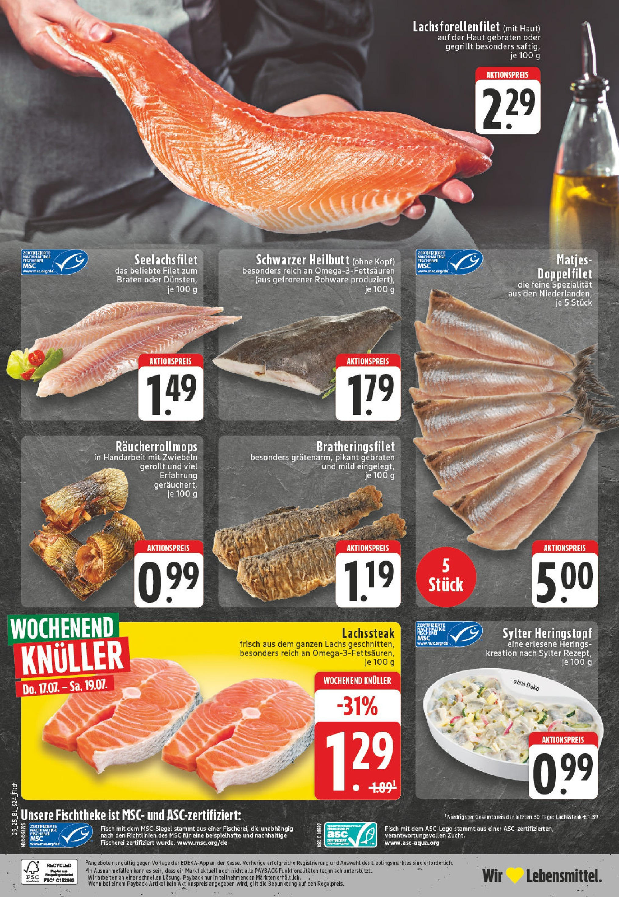 Edeka prospekt Köln-Longerich	 (ab 13.07.2025) » Angebote Online | Seite: 24 | Produkte: Fisch, Lachs, Zwiebeln