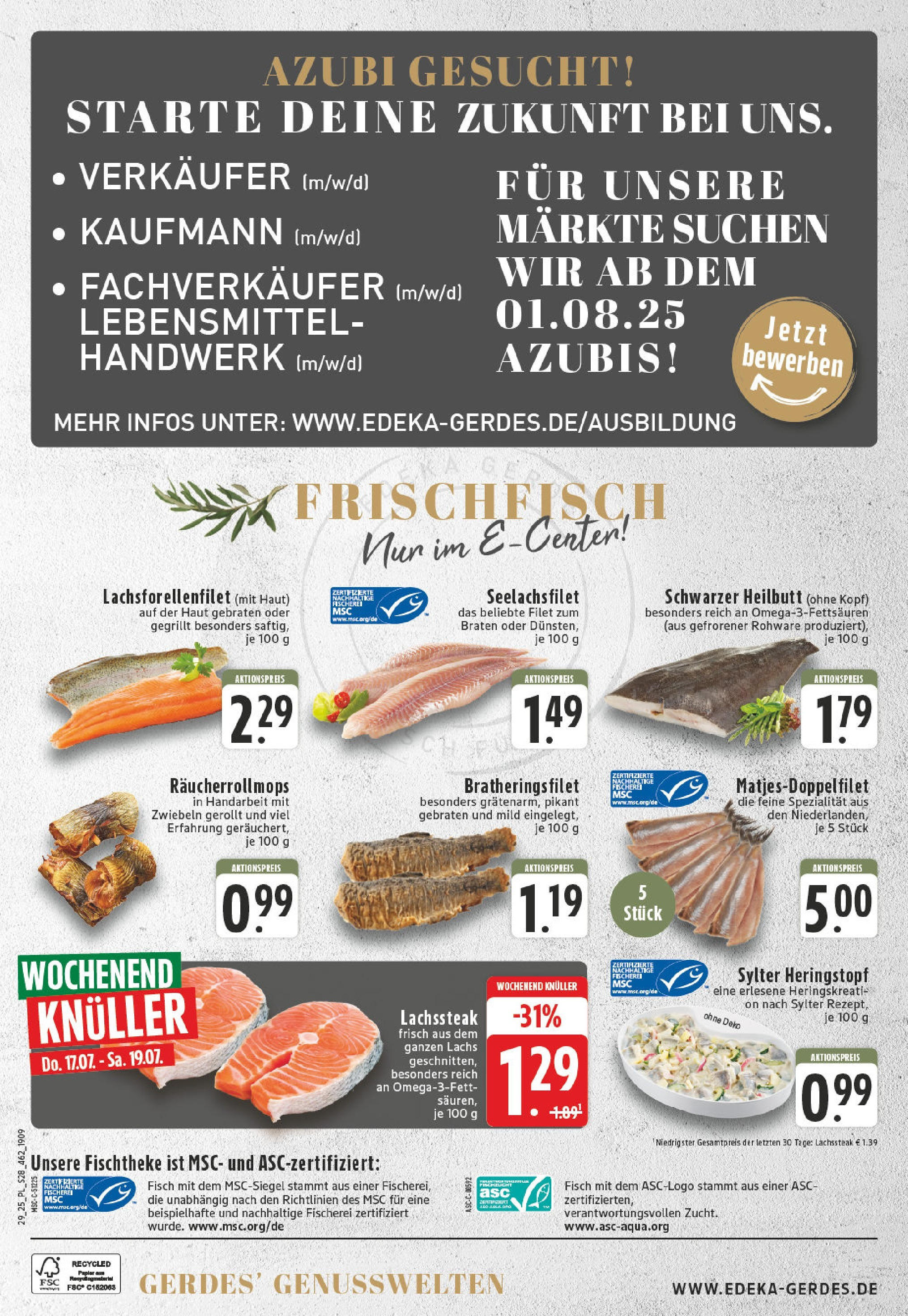 Edeka prospekt Moers-Rheinkamp	 (ab 13.07.2025) » Angebote Online | Seite: 28 | Produkte: Fisch, Lachs, Zwiebeln