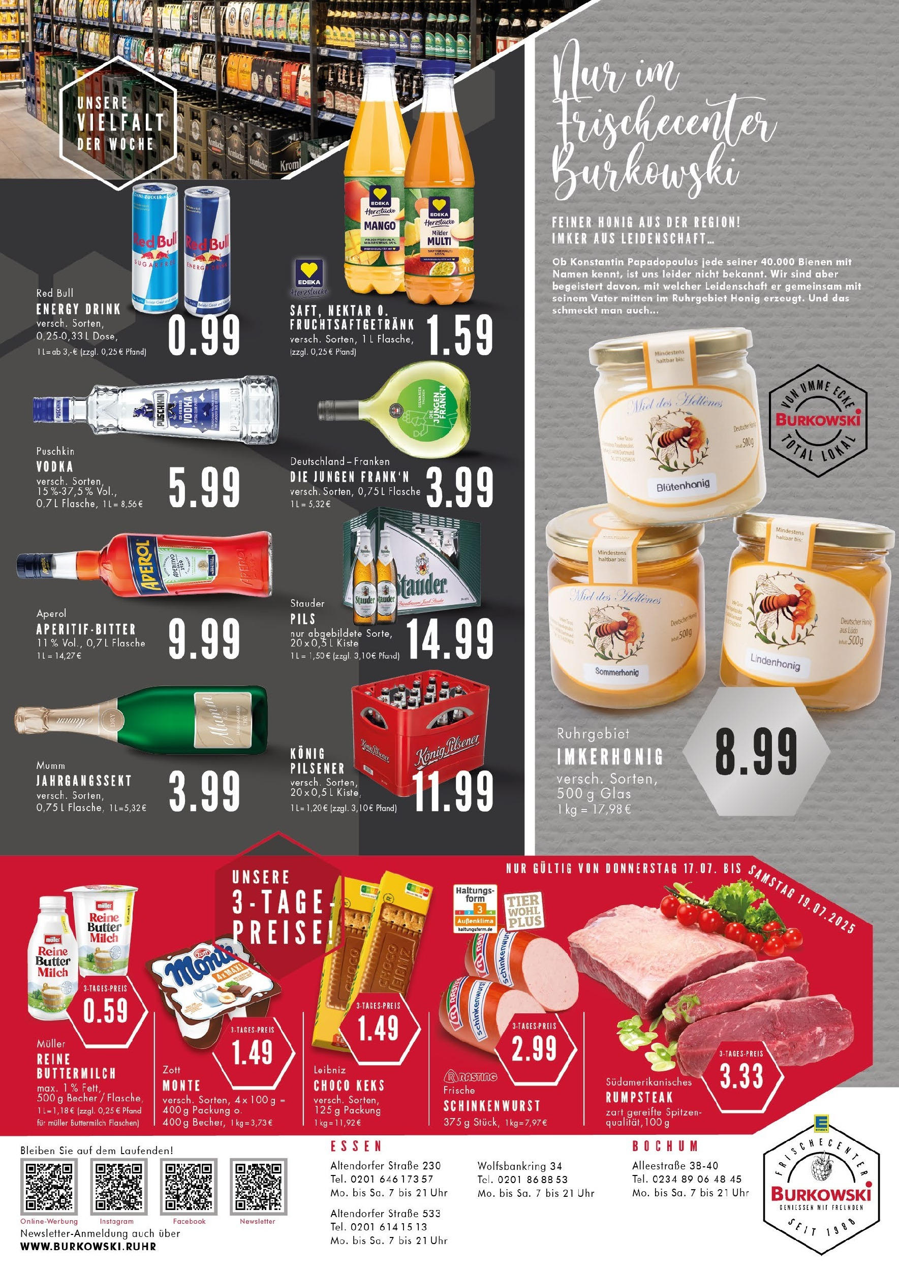 Edeka prospekt Essen	 (ab 14.07.2025) » Angebote Online | Seite: 8 | Produkte: Red bull, Milch, Aperol, Vodka