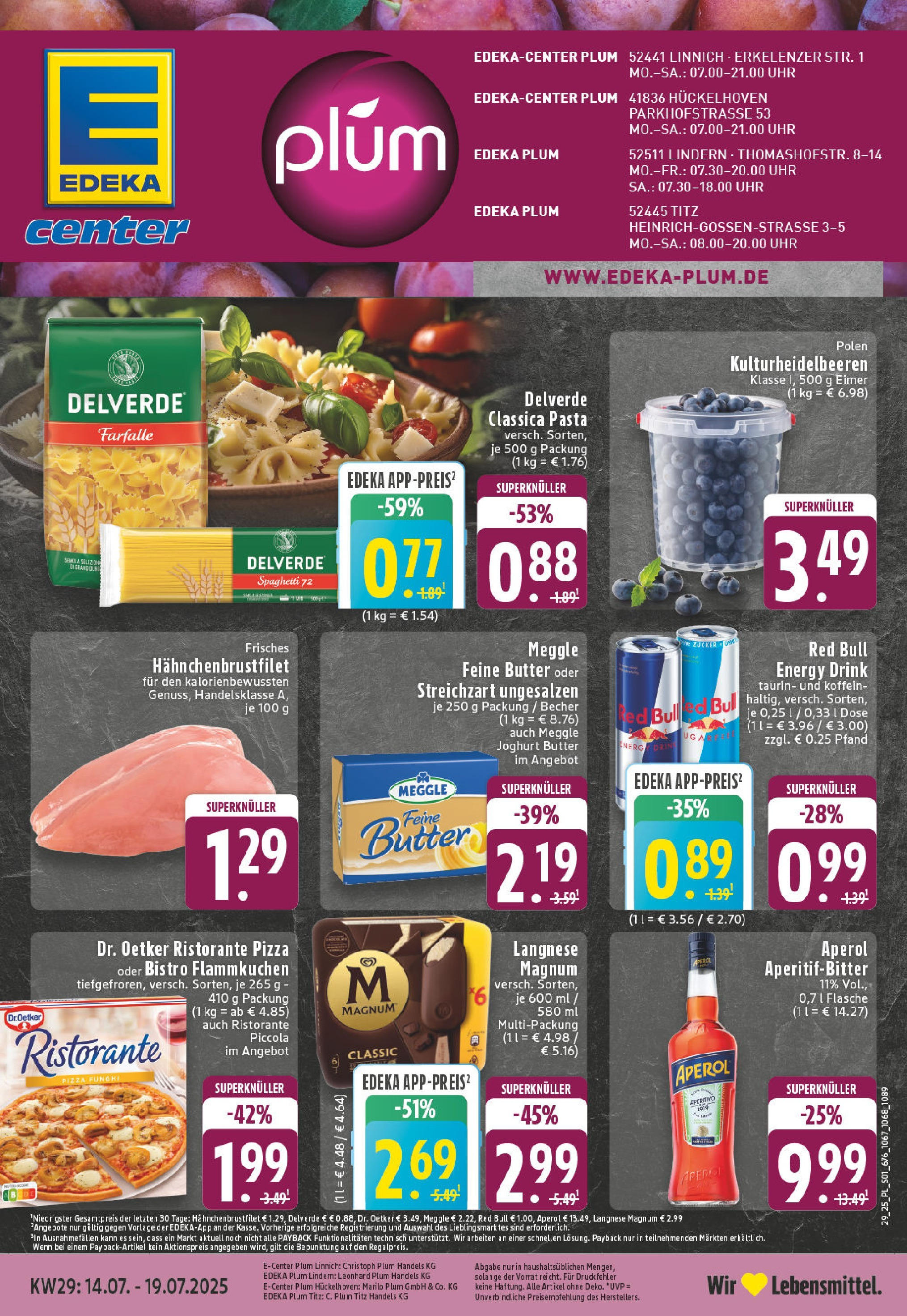 Edeka prospekt Linnich	 (ab 13.07.2025) » Angebote Online | Seite: 1 | Produkte: Ristorante, Pasta, Pizza, Aperol