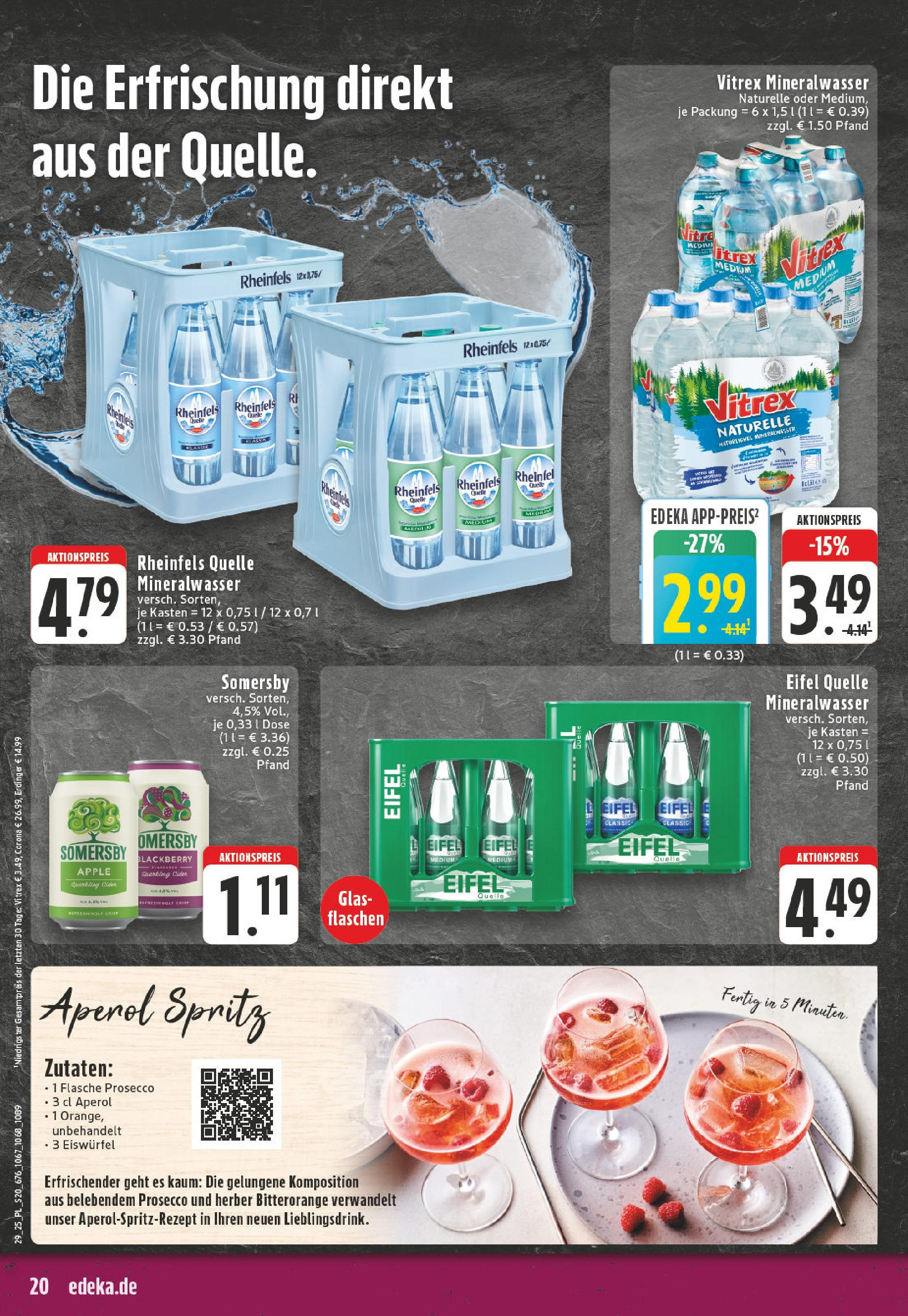 Edeka prospekt Linnich	 (ab 13.07.2025) » Angebote Online | Seite: 20 | Produkte: Erdinger, Mineralwasser, Apple, Rheinfels quelle