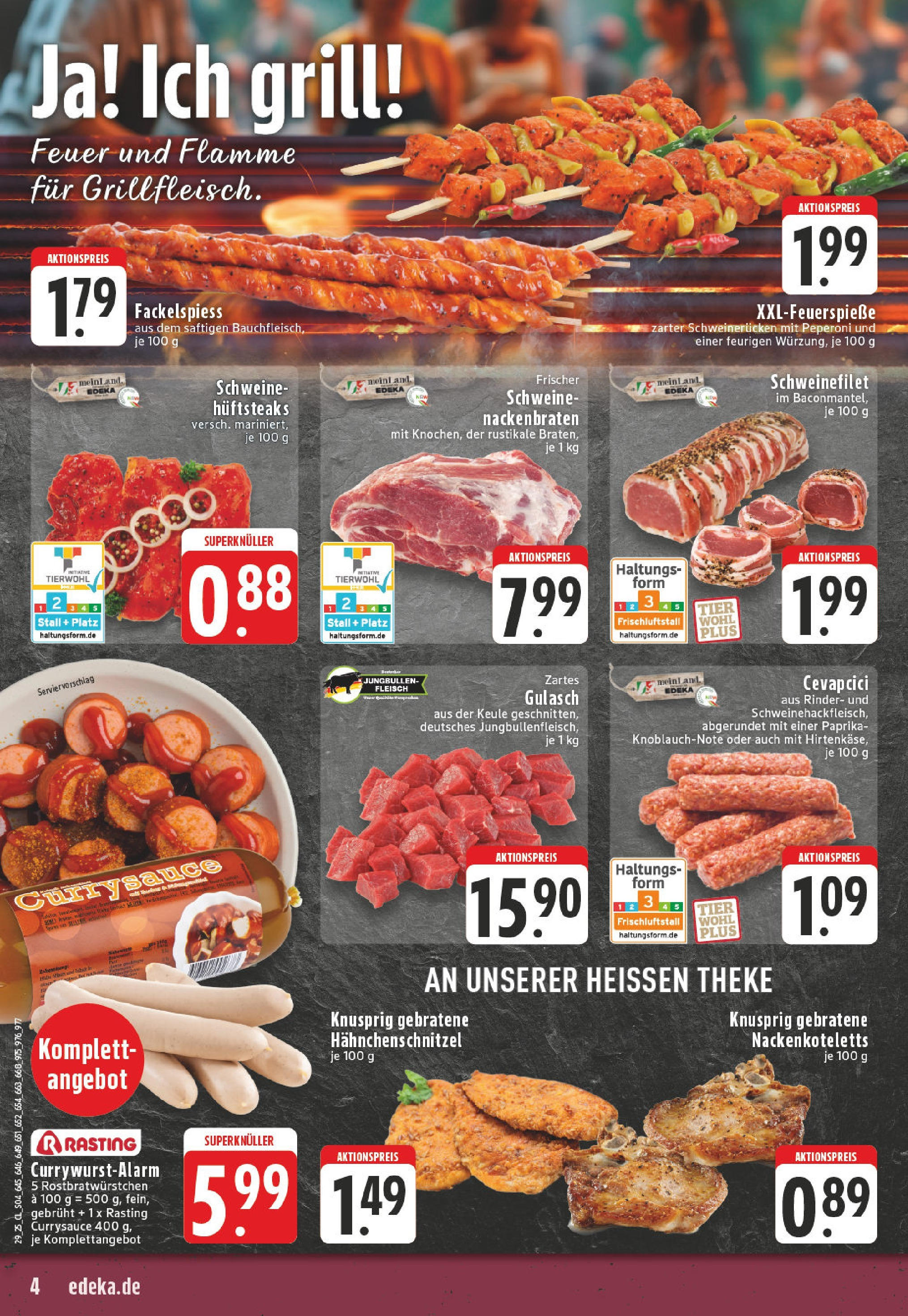 Edeka prospekt Duisburg Homberg-Hochheide	 (ab 13.07.2025) » Angebote Online | Seite: 4 | Produkte: Cevapcici, Schnitzel, Schweinerucken, Fleisch