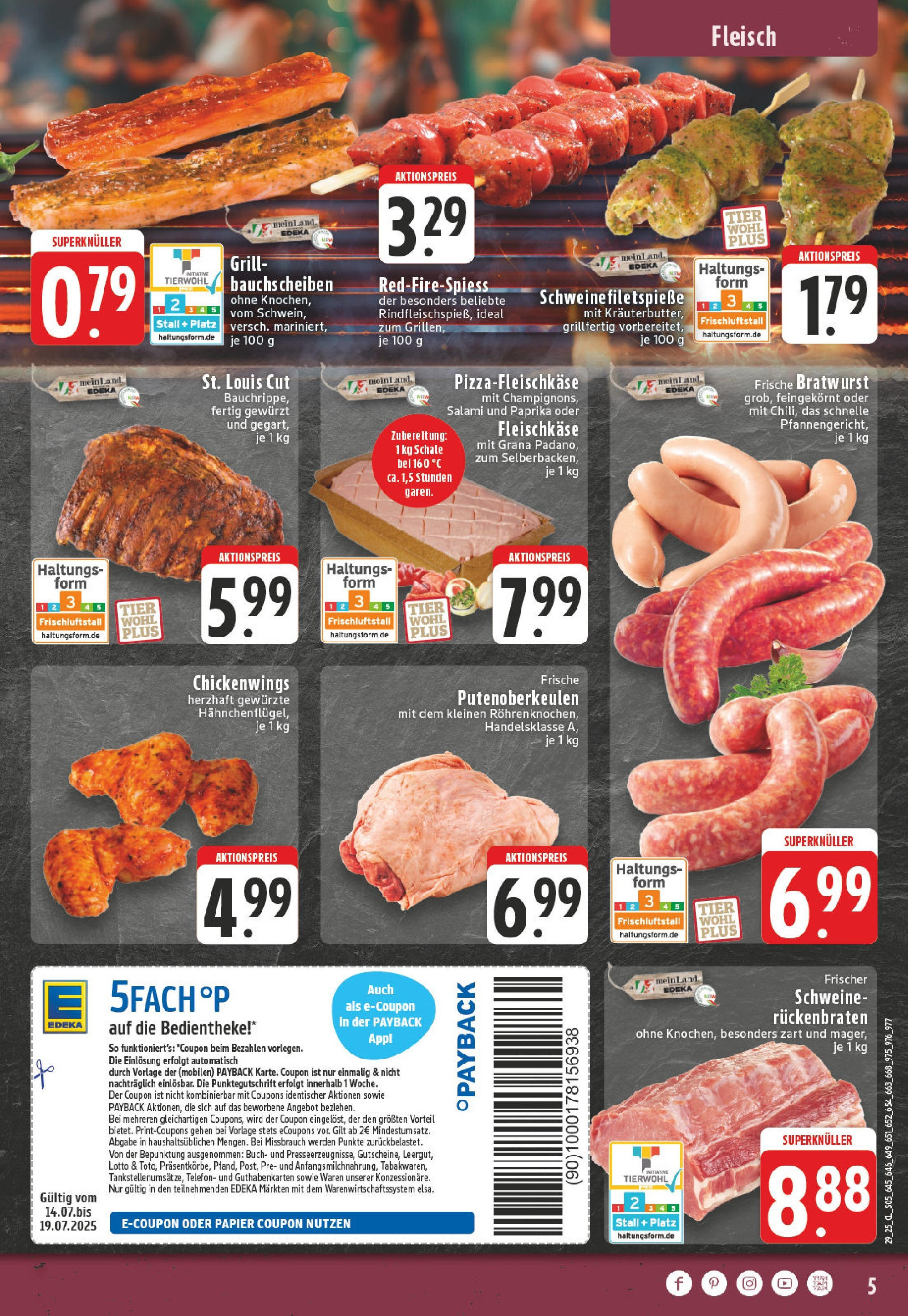 Edeka prospekt Duisburg Homberg-Hochheide	 (ab 13.07.2025) » Angebote Online | Seite: 5 | Produkte: Bratwurst, Salami, Fleisch, Telefon