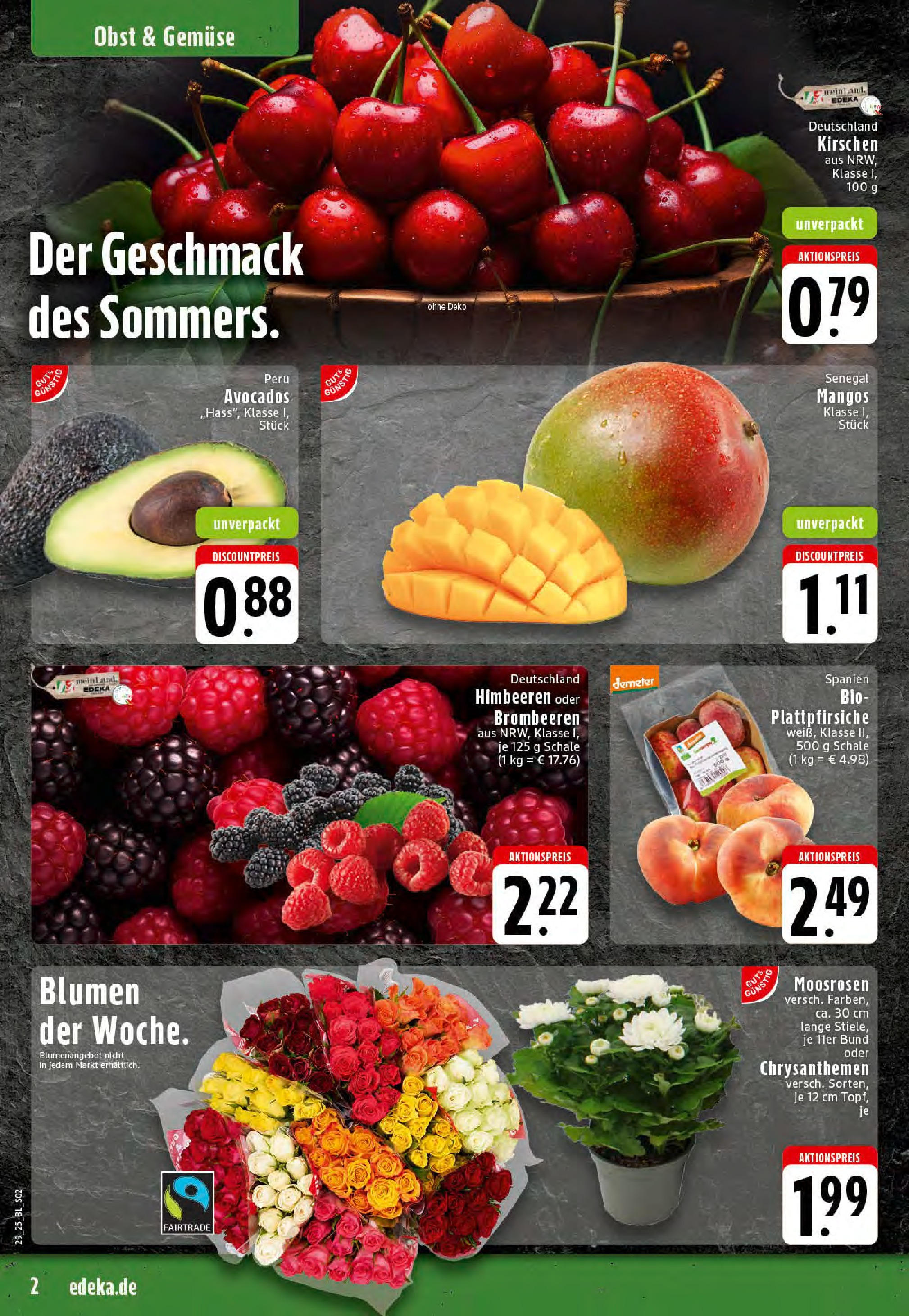 Edeka prospekt Stolberg	 (ab 13.07.2025) » Angebote Online | Seite: 2 | Produkte: Blumen, Kirschen, Avocado, Obst