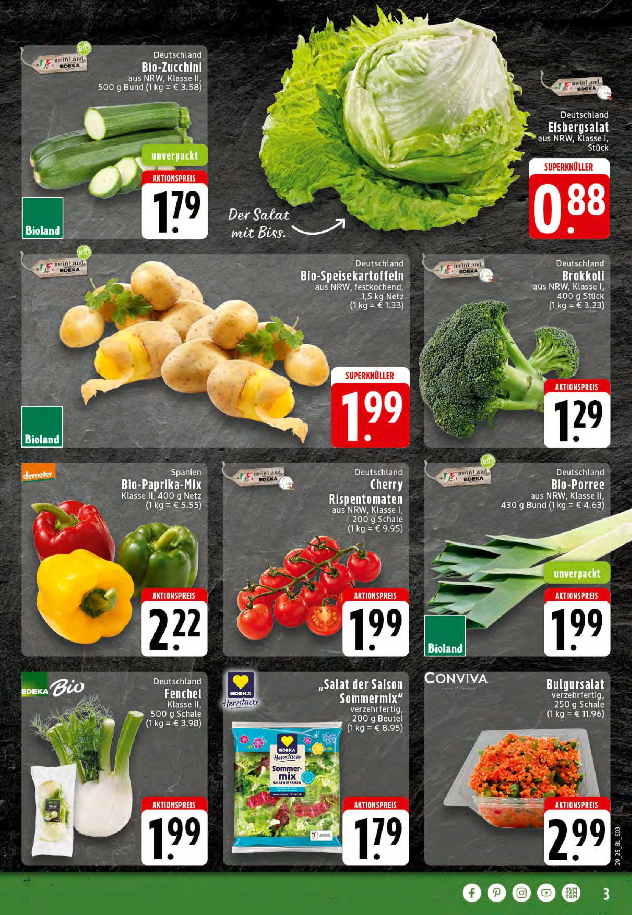 Edeka prospekt Stolberg	 (ab 13.07.2025) » Angebote Online | Seite: 3 | Produkte: Eisbergsalat, Brokkoli, Zucchini, Salat