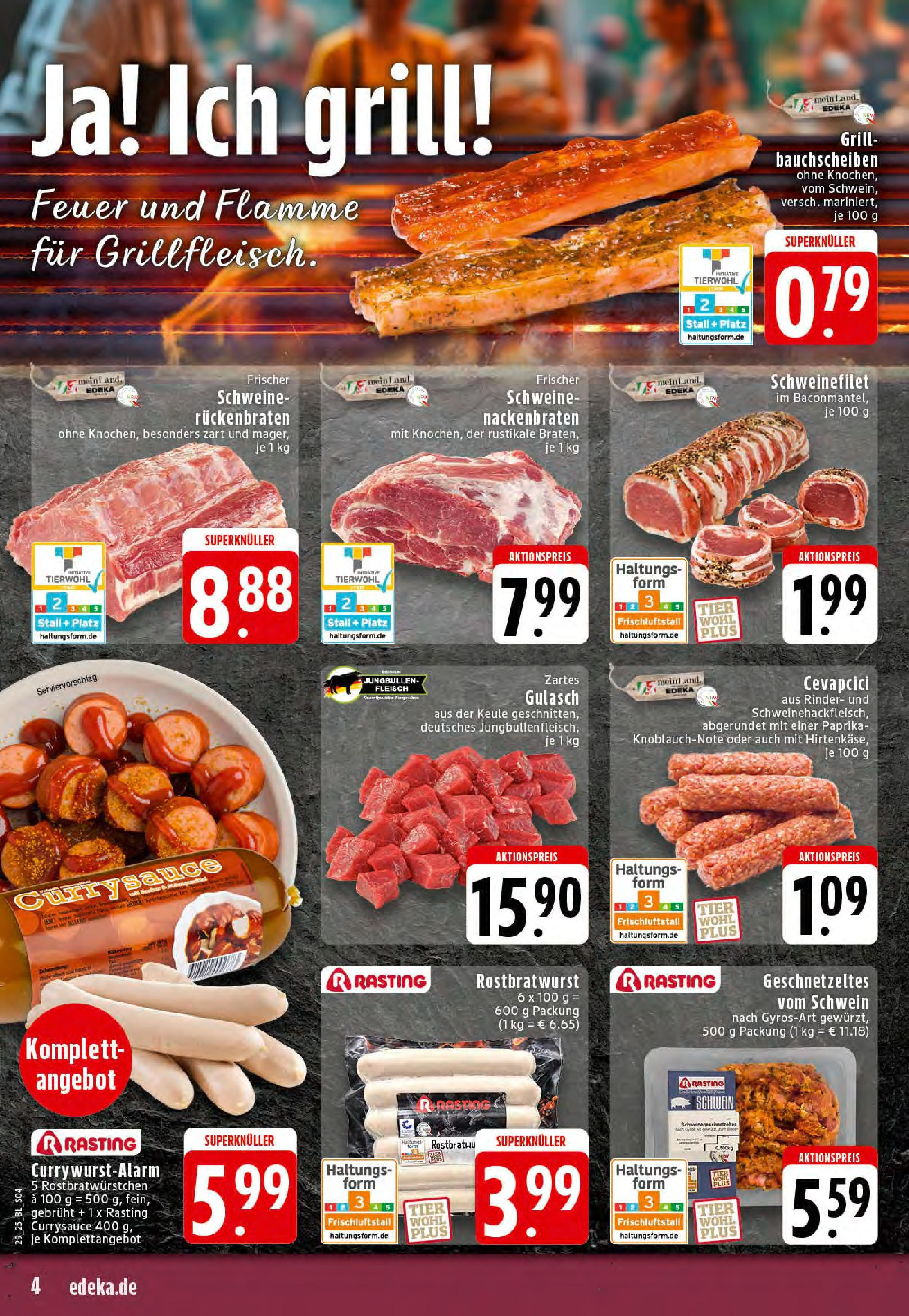 Edeka prospekt Stolberg	 (ab 13.07.2025) » Angebote Online | Seite: 4 | Produkte: Grill, Schweinefilet, Paprika, Fleisch