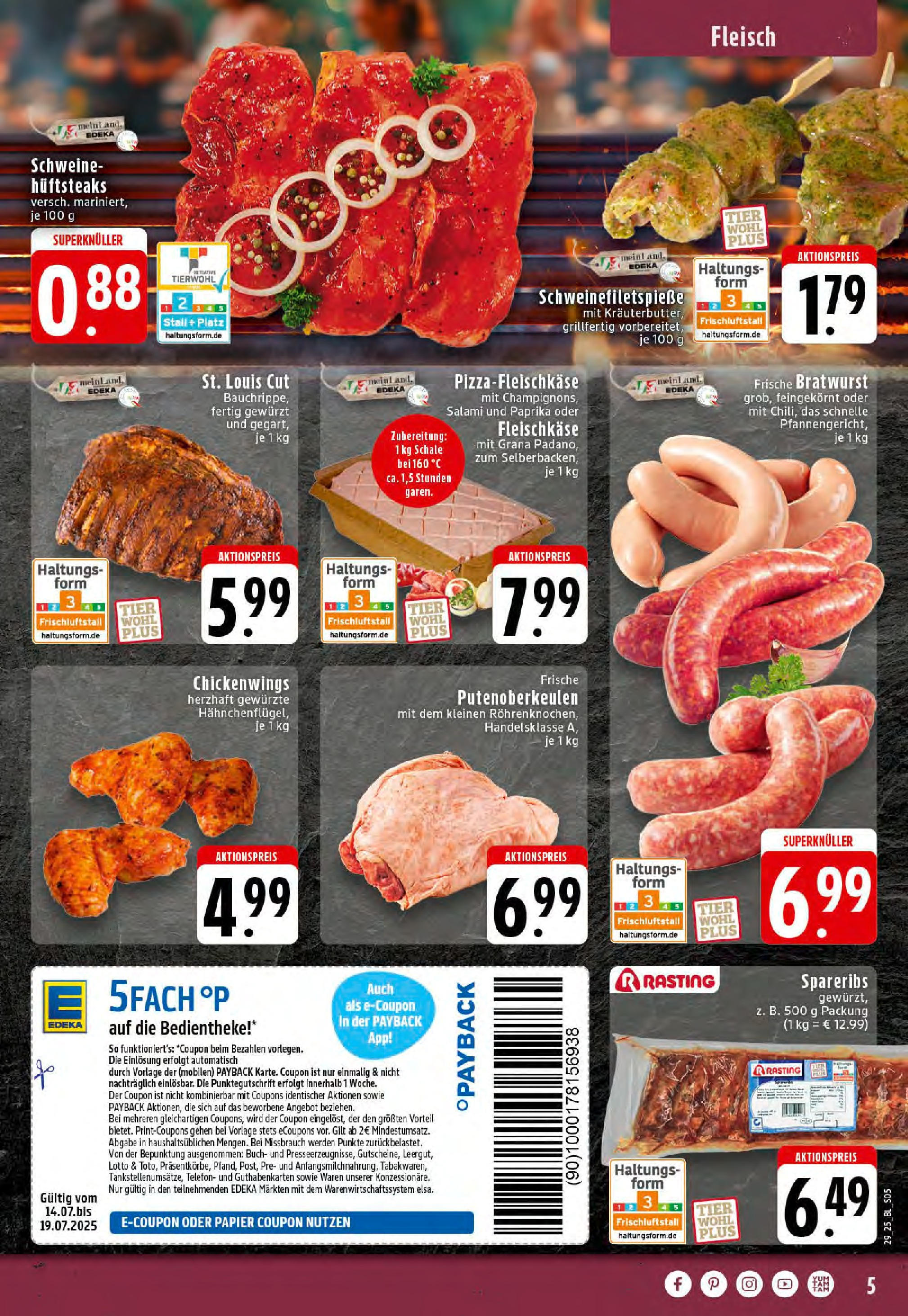 Edeka prospekt Stolberg	 (ab 13.07.2025) » Angebote Online | Seite: 5 | Produkte: Paprika, Salami, Fleisch, Telefon