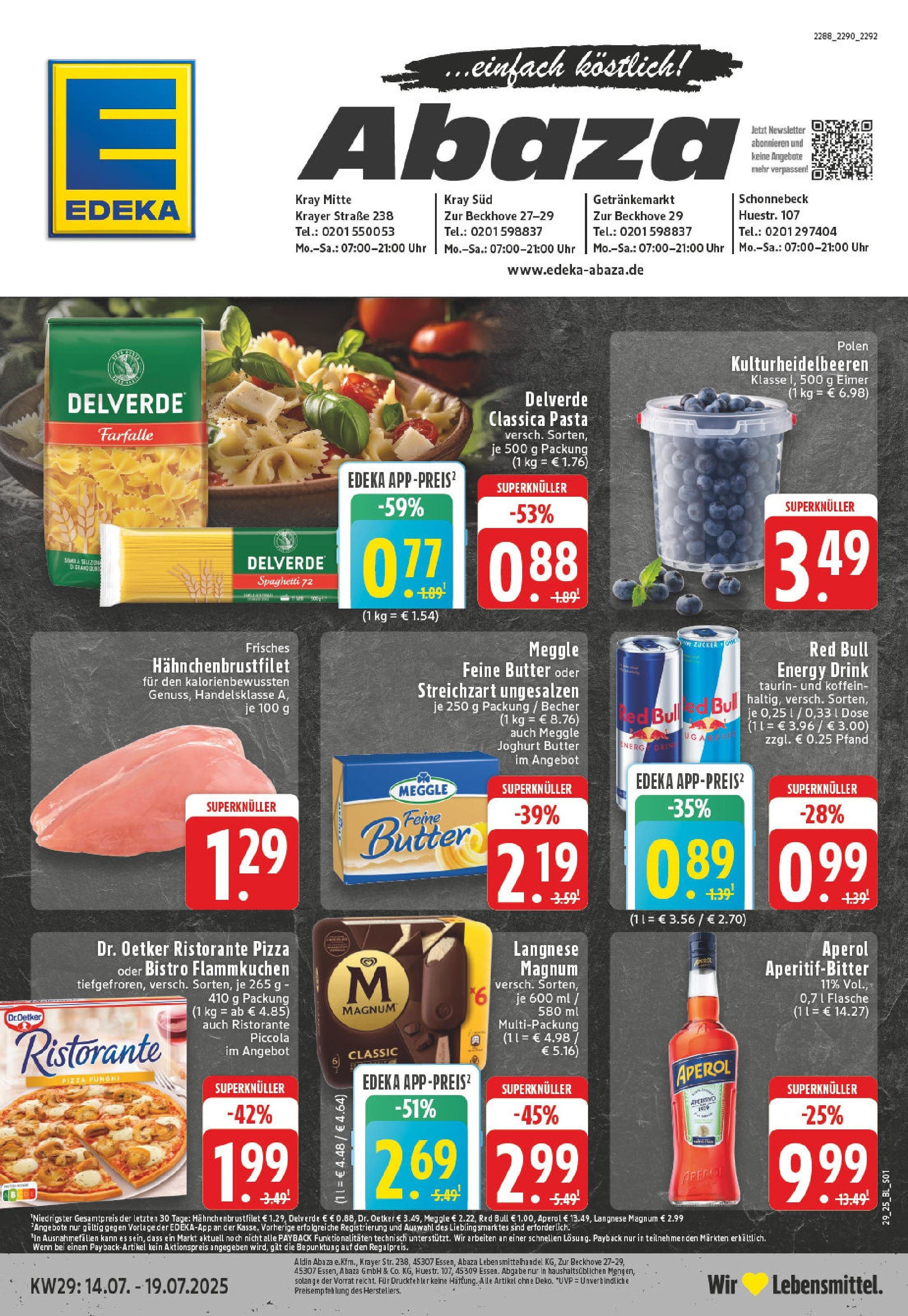 EDEKA Prospekt ab 14.07.2025 - Prospekt Essen Online Vorschau von dem Prospekt des Geschäftes Edeka, gültig ab dem 14.07.2025
