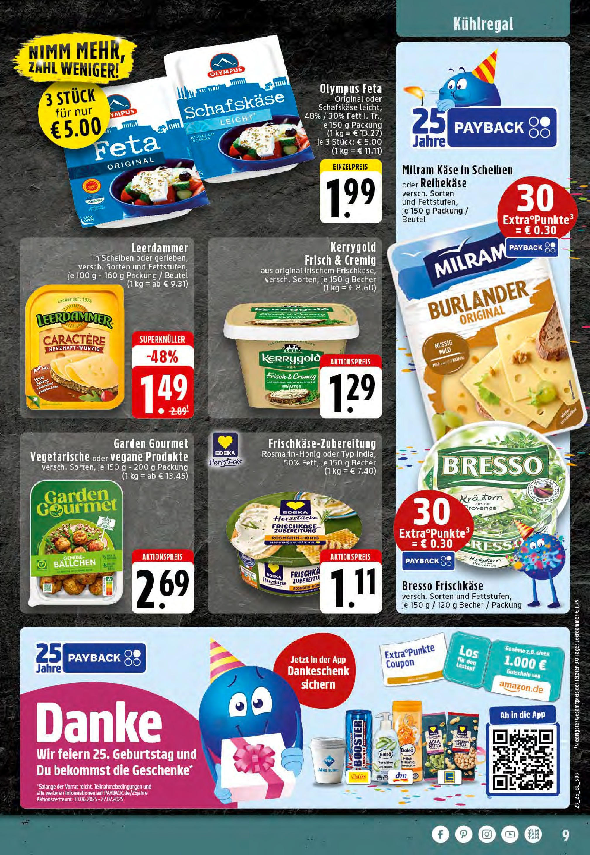 Edeka prospekt Stolberg	 (ab 13.07.2025) » Angebote Online | Seite: 9 | Produkte: Käse, Reibekase, Frischkase, Schafskase