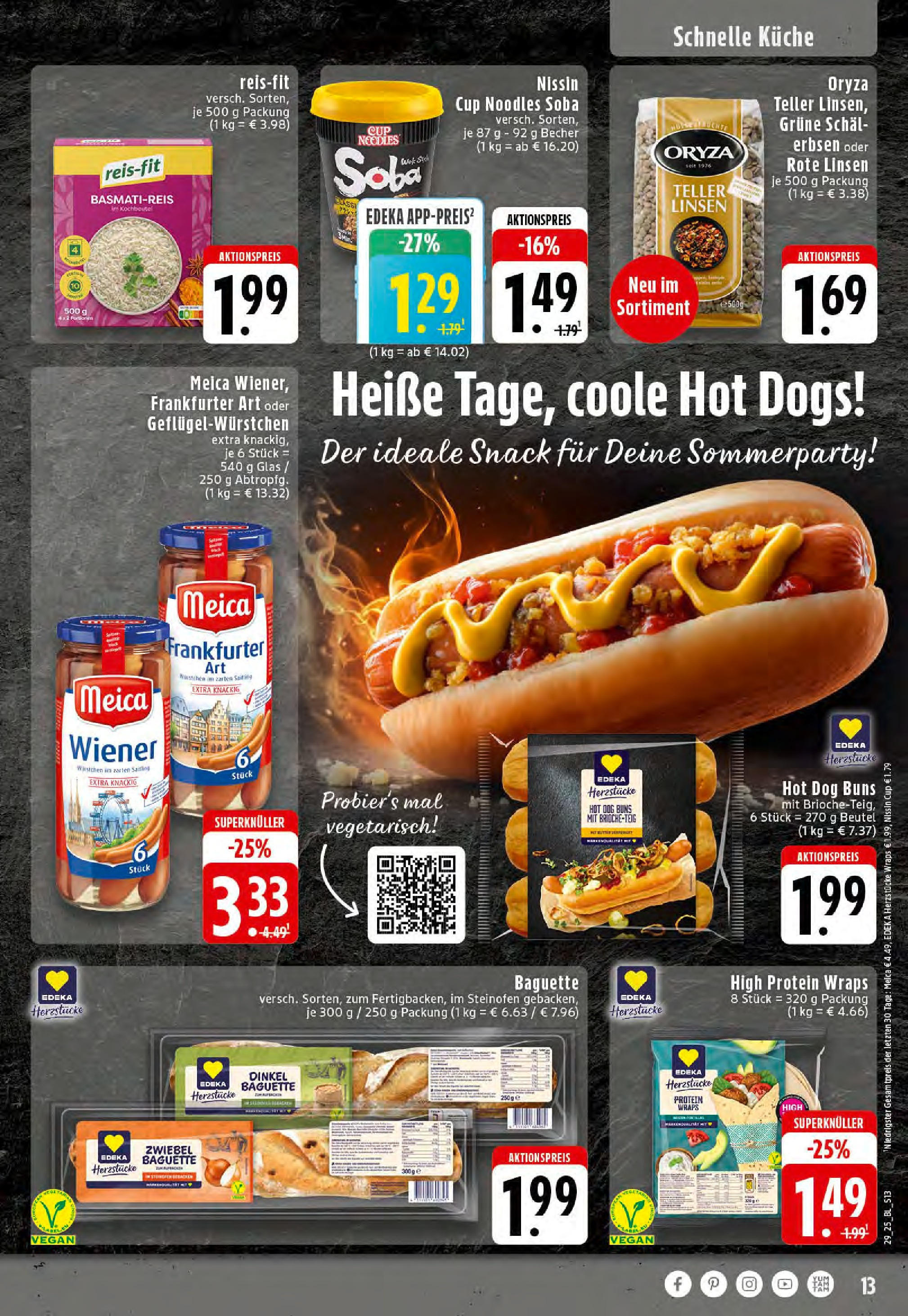 Edeka prospekt Stolberg	 (ab 13.07.2025) » Angebote Online | Seite: 13 | Produkte: Küche, Baguette, Meica, Erbsen