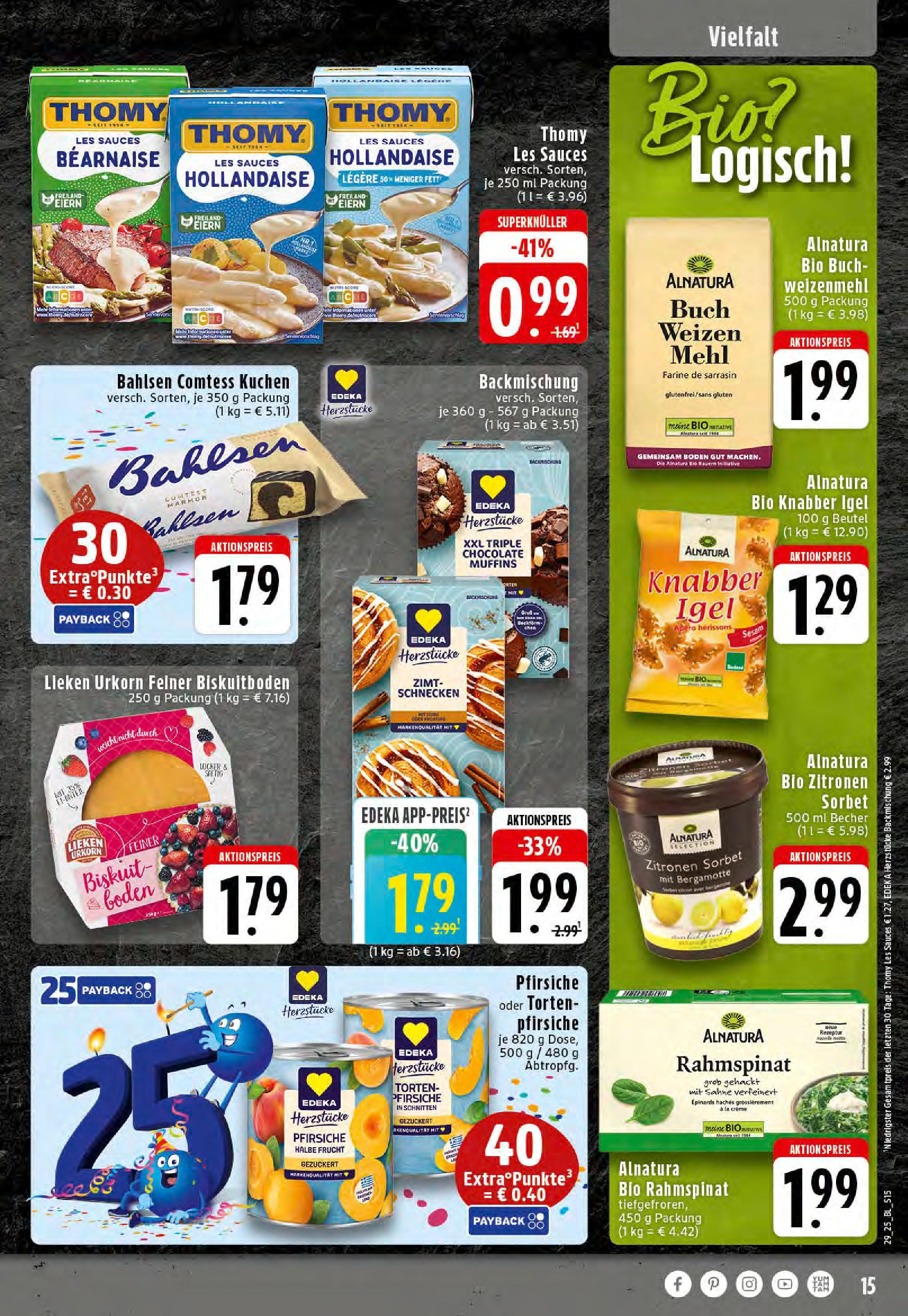 Edeka prospekt Stolberg	 (ab 13.07.2025) » Angebote Online | Seite: 15 | Produkte: Mehl, Weizenmehl, Kuchen, Sahne