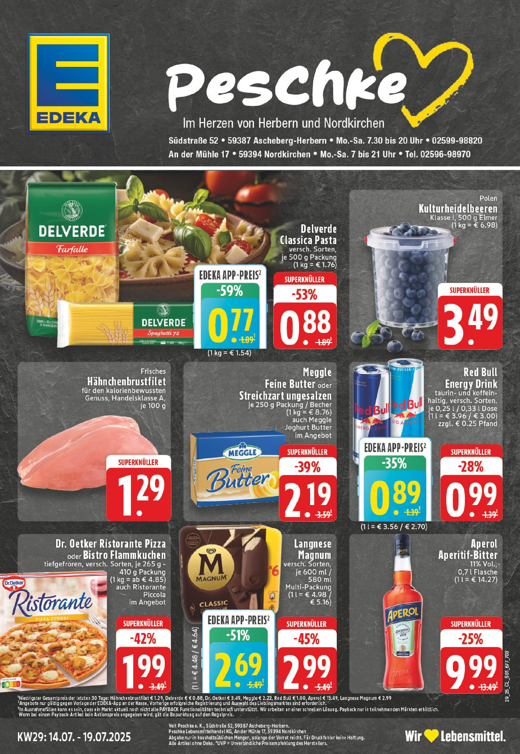 Edeka prospekt Ascheberg-Herbern	 (ab 13.07.2025) » Angebote Online | Seite: 1 | Produkte: Ristorante, Red bull, Pizza, Aperol