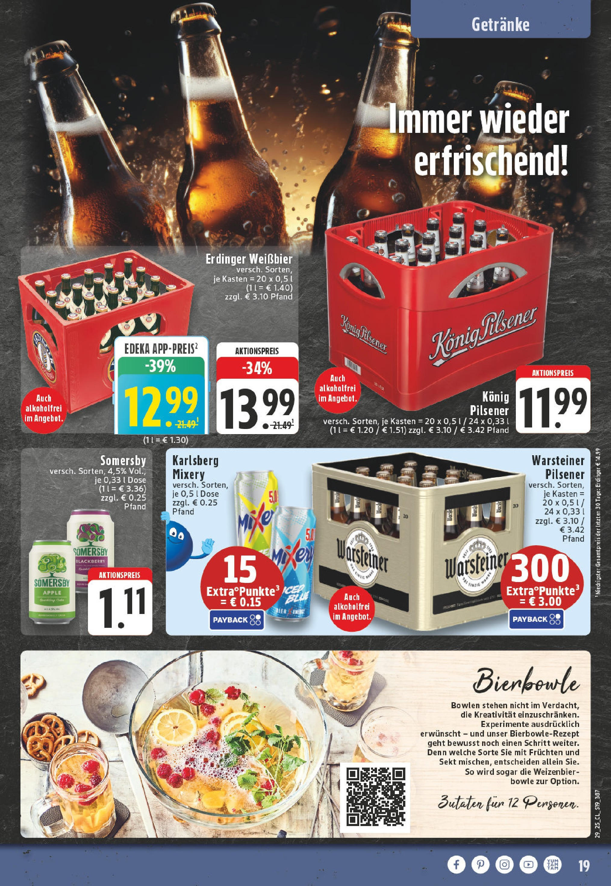 Edeka prospekt Bedburg Hau	 (ab 13.07.2025) » Angebote Online | Seite: 19 | Produkte: Konig pilsener, Weißbier, Apple, Warsteiner