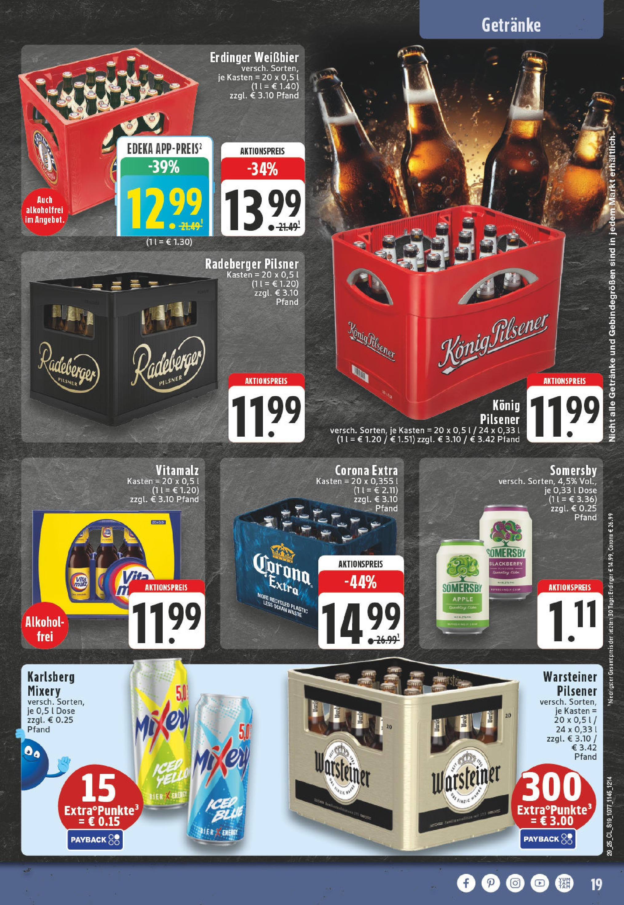 Edeka prospekt Herne	 (ab 13.07.2025) » Angebote Online | Seite: 19 | Produkte: Konig pilsener, Erdinger, Mixery, Radeberger pilsner