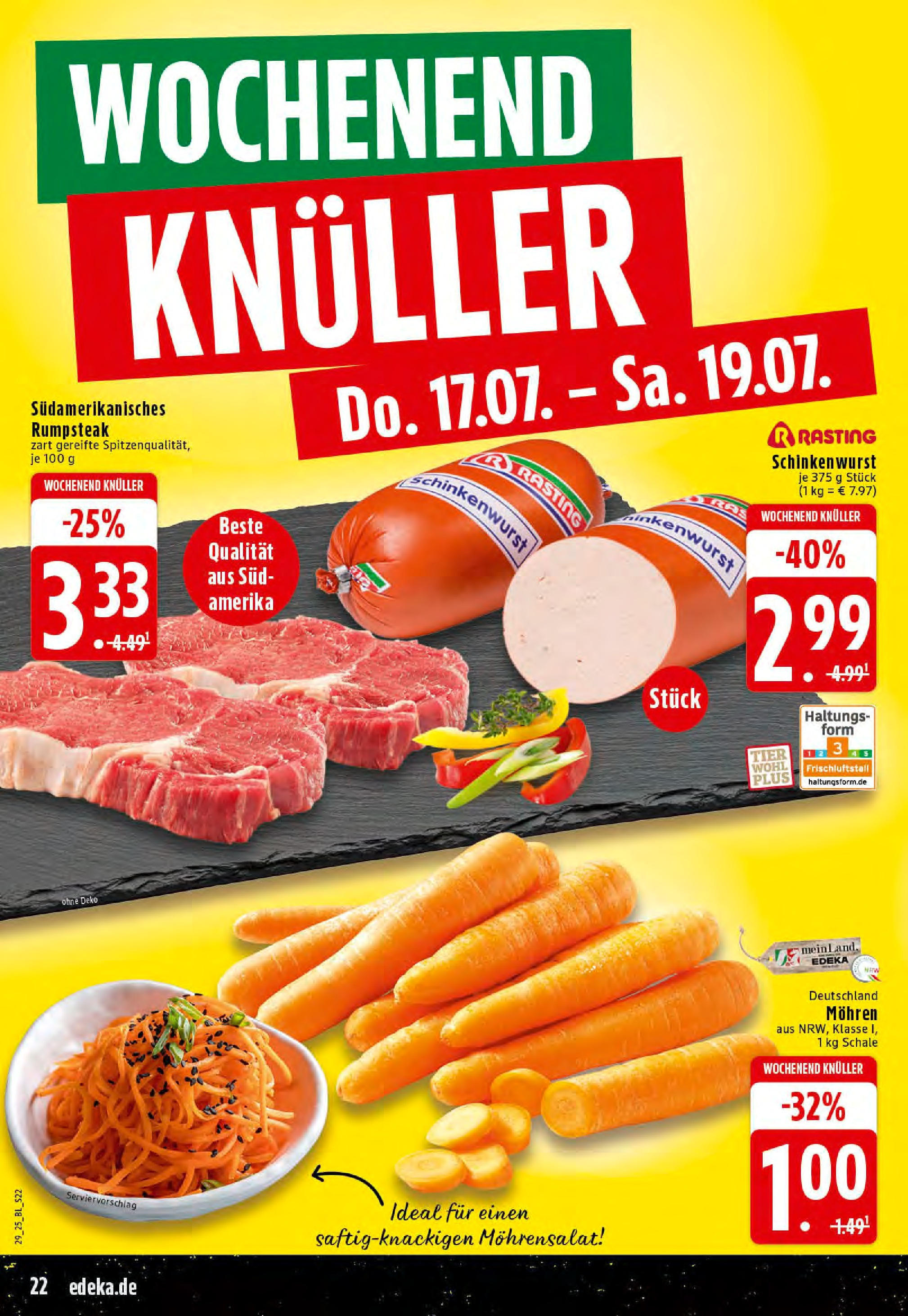 Edeka prospekt Stolberg	 (ab 13.07.2025) » Angebote Online | Seite: 22 | Produkte: Rumpsteak, Mohren, Steak