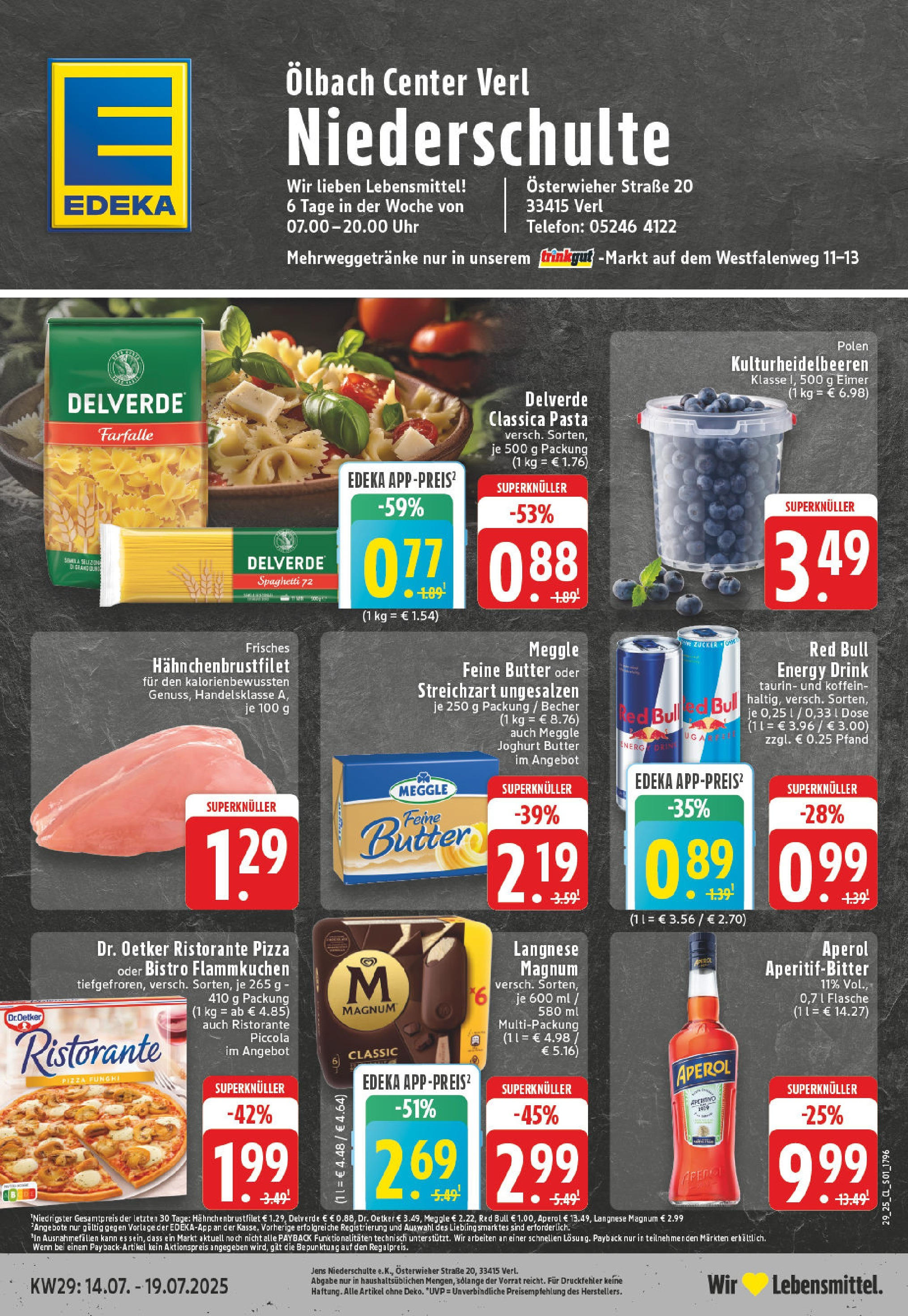 Edeka prospekt Verl	 (ab 13.07.2025) » Angebote Online | Seite: 1 | Produkte: Red bull, Butter, Telefon, Uhr