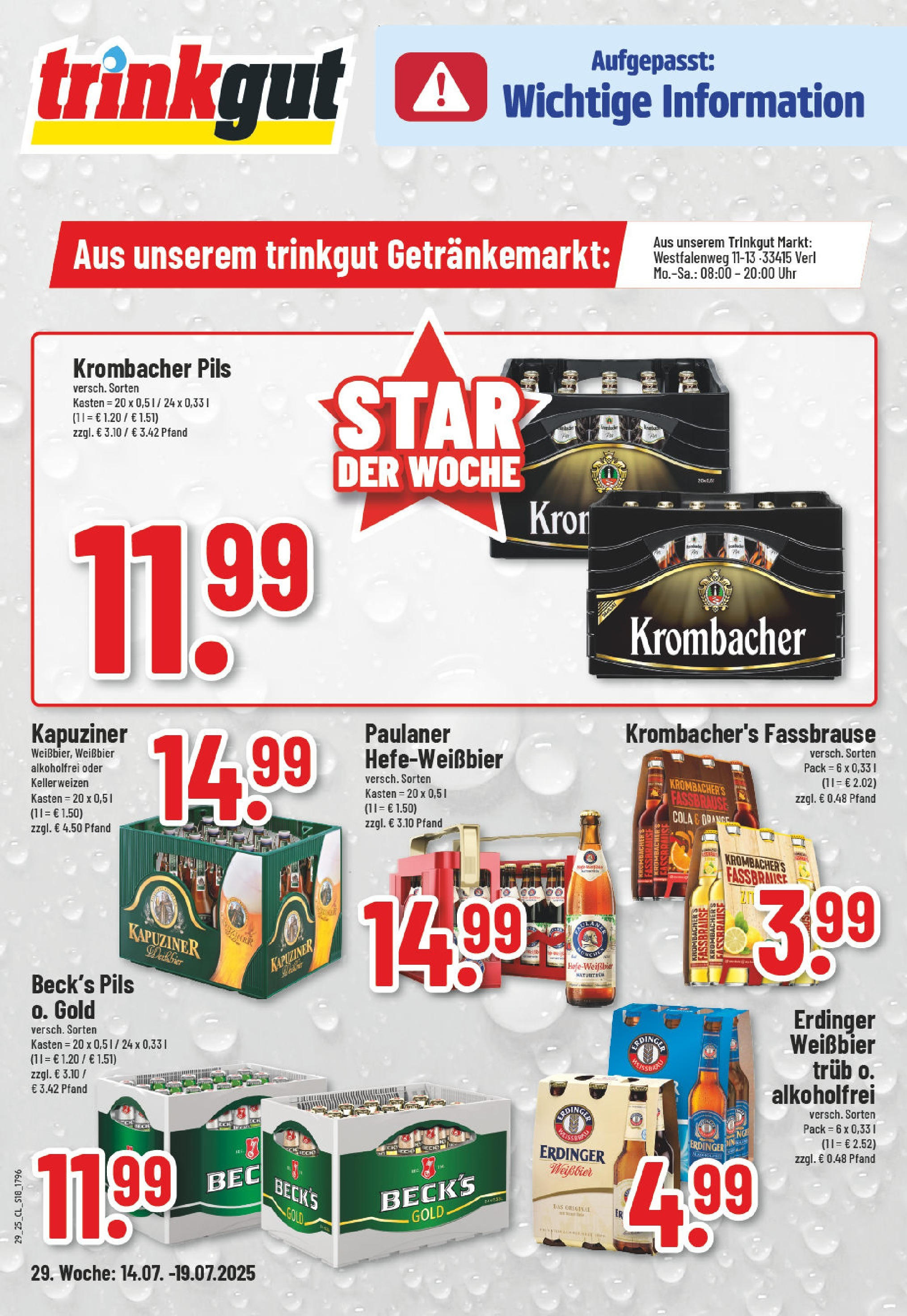 Edeka prospekt Verl	 (ab 13.07.2025) » Angebote Online | Seite: 18 | Produkte: Erdinger, Weißbier, Uhr, Paulaner
