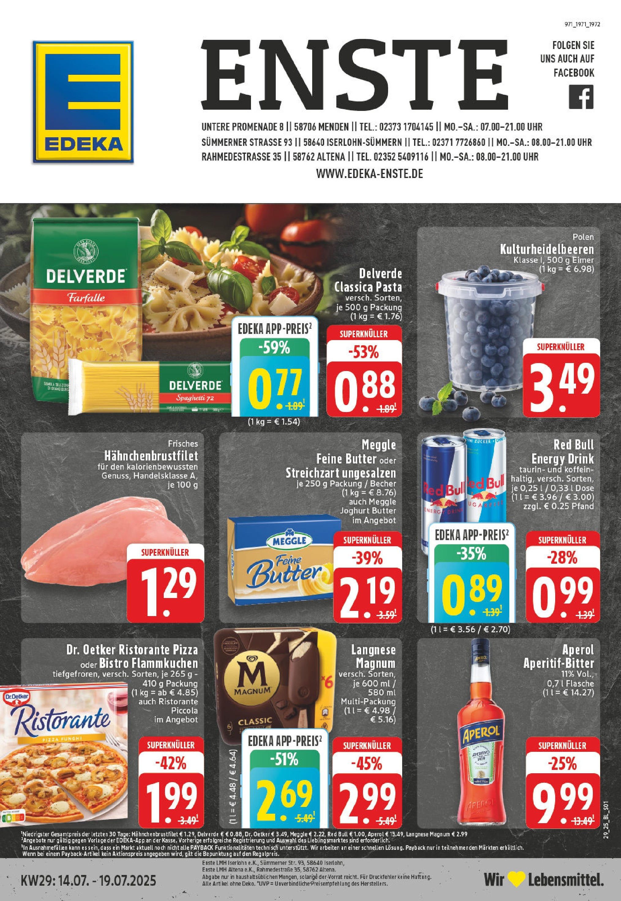 Edeka prospekt Altena	 (ab 13.07.2025) » Angebote Online | Seite: 1 | Produkte: Energy, Butter, Pasta, Pizza