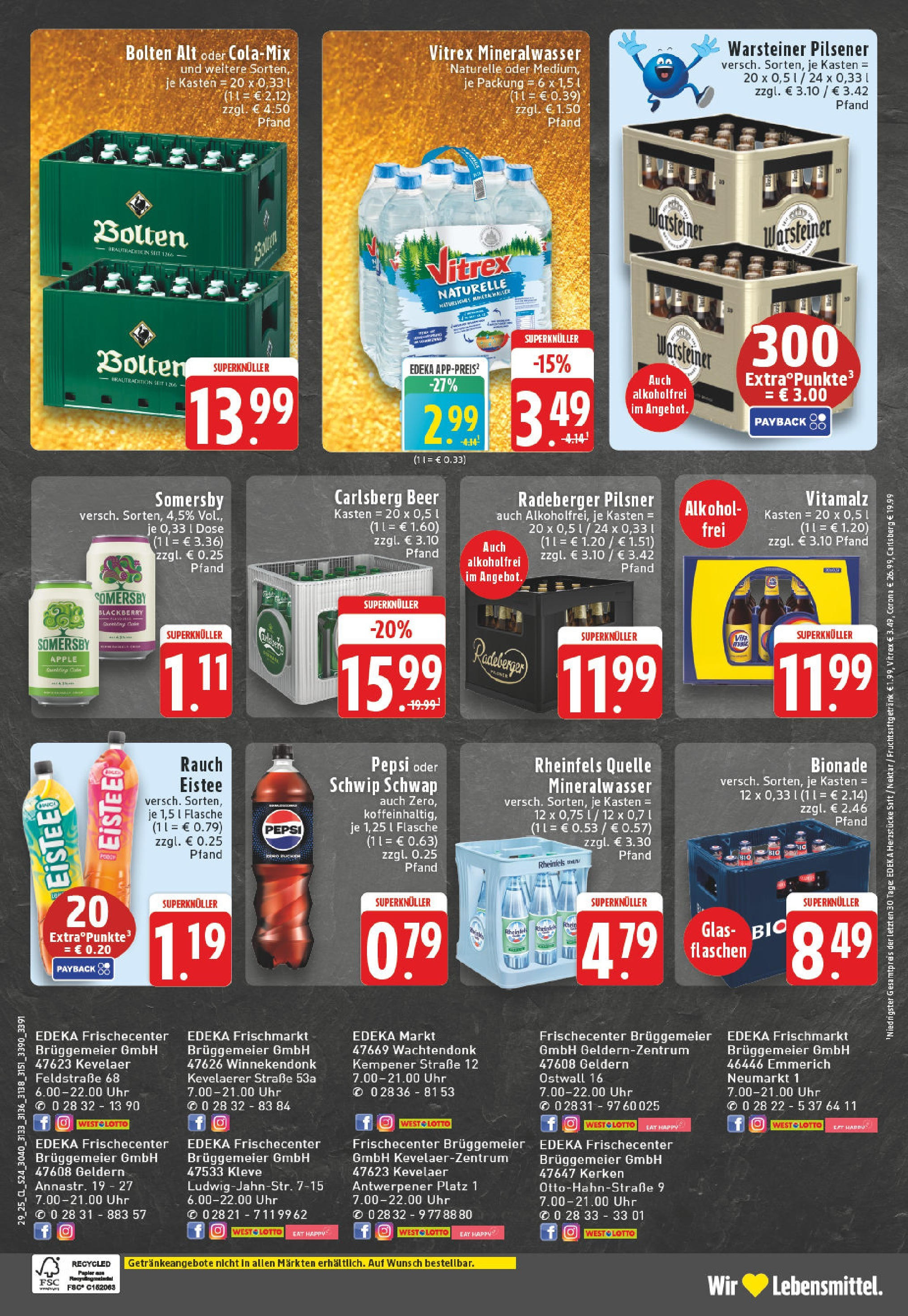 Edeka prospekt Kevelaer	 (ab 14.07.2025) » Angebote Online | Seite: 24 | Produkte: Carlsberg, Schwip schwap, Pepsi, Uhr