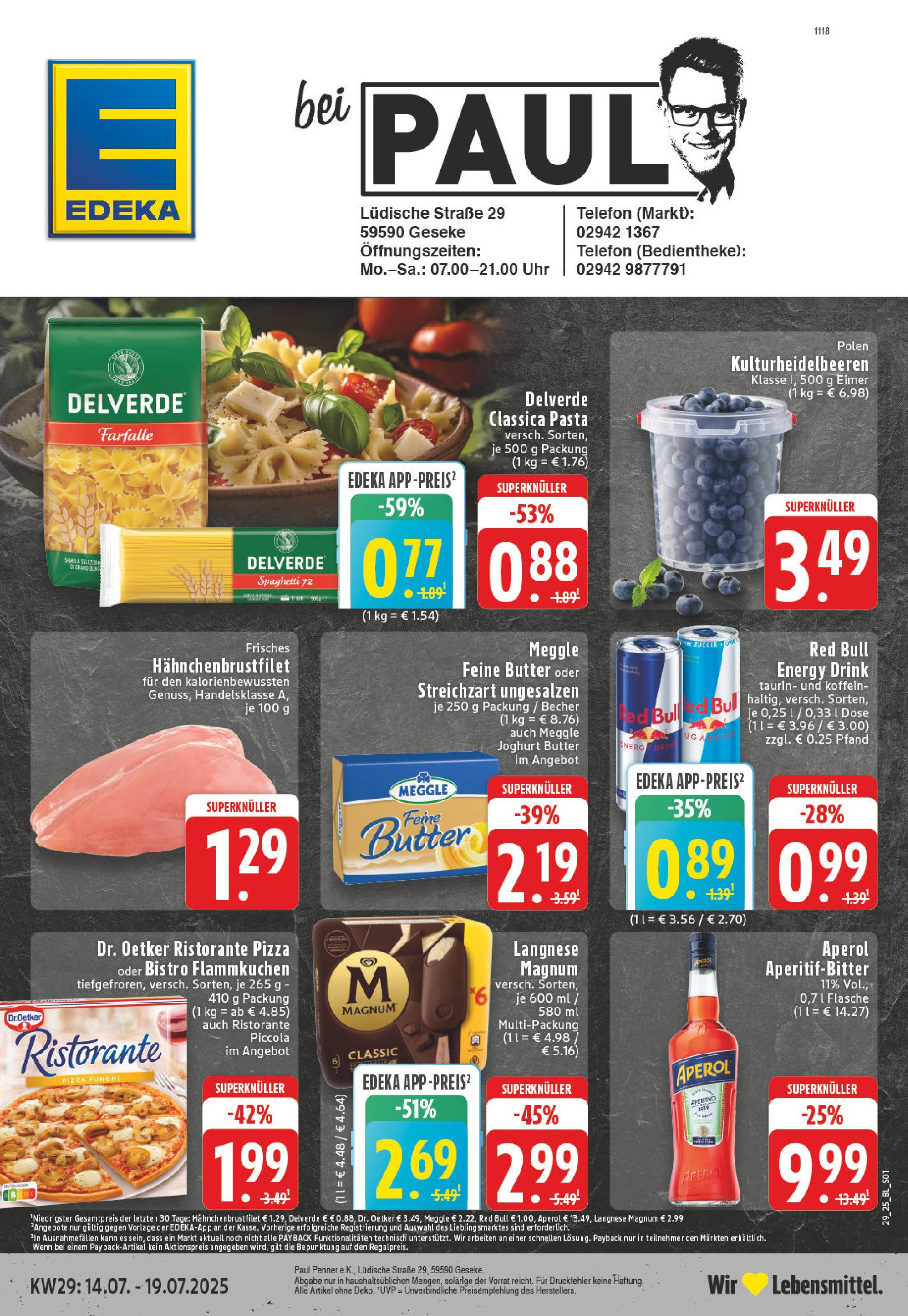 Edeka prospekt Geseke	 (ab 13.07.2025) » Angebote Online | Seite: 1 | Produkte: Red bull, Zucker, Pasta, Telefon