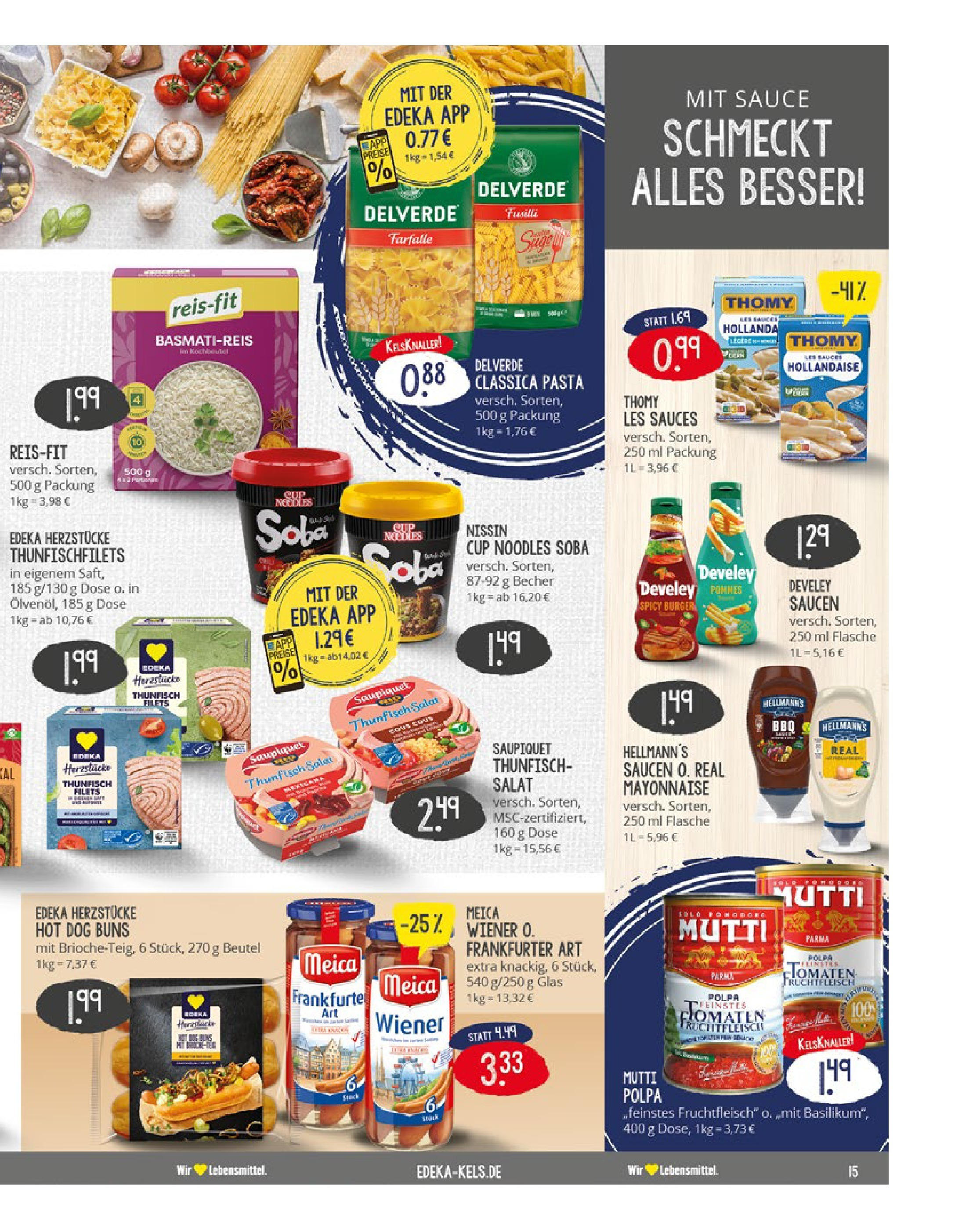 Edeka prospekt Ratingen-Ost	 (ab 13.07.2025) » Angebote Online | Seite: 15 | Produkte: Basmatireis, Burger, Pasta, Salat