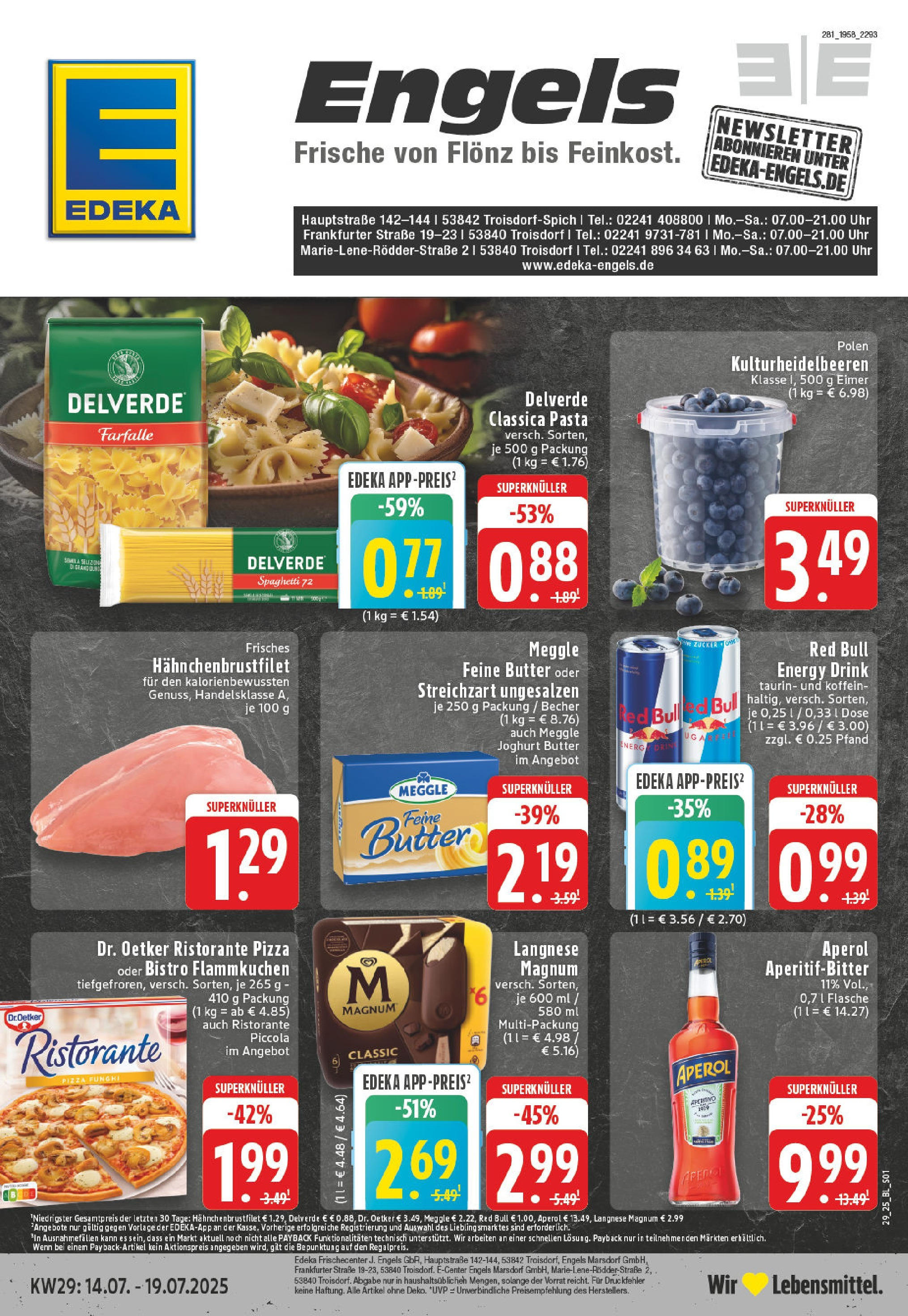 EDEKA Prospekt ab 14.07.2025 - Prospekt Troisdorf Online Vorschau von dem Prospekt des Geschäftes Edeka, gültig ab dem 14.07.2025