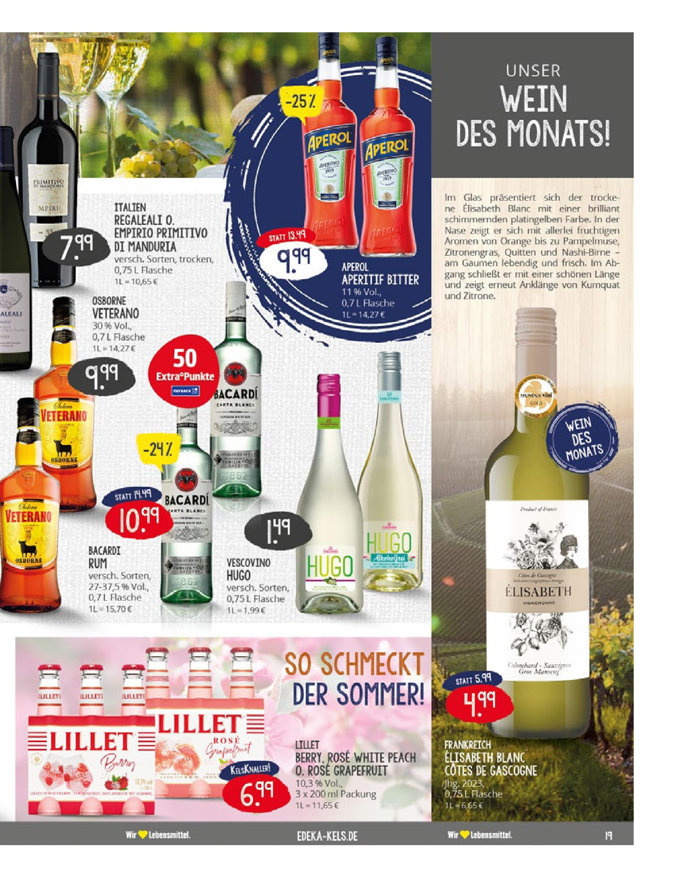 Edeka prospekt Ratingen-Ost	 (ab 13.07.2025) » Angebote Online | Seite: 19 | Produkte: Bacardi, Rum, Wein, Hugo
