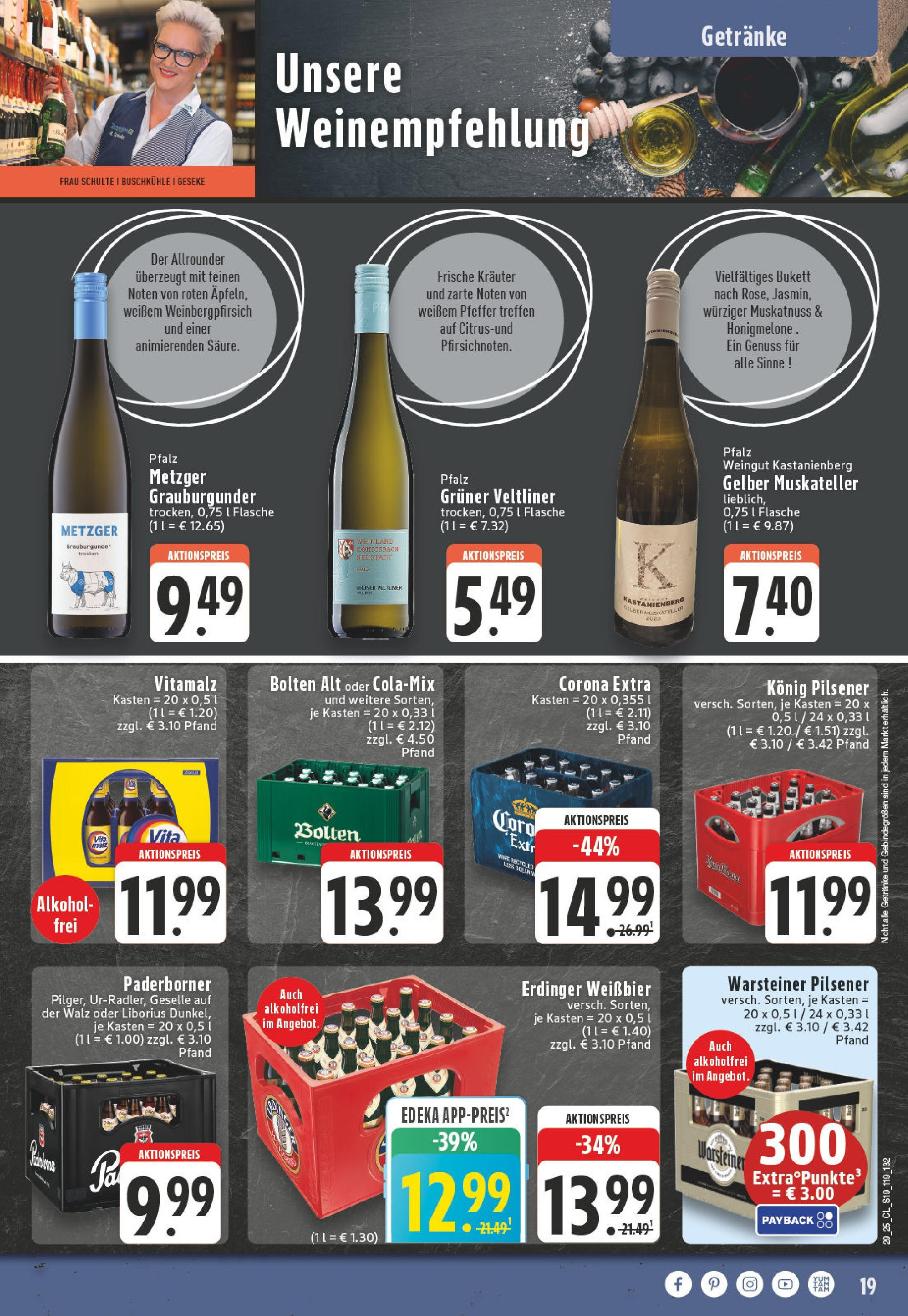 Edeka prospekt Geseke	 (ab 13.07.2025) » Angebote Online | Seite: 19 | Produkte: Weißbier, Honigmelone, Pfeffer, Warsteiner