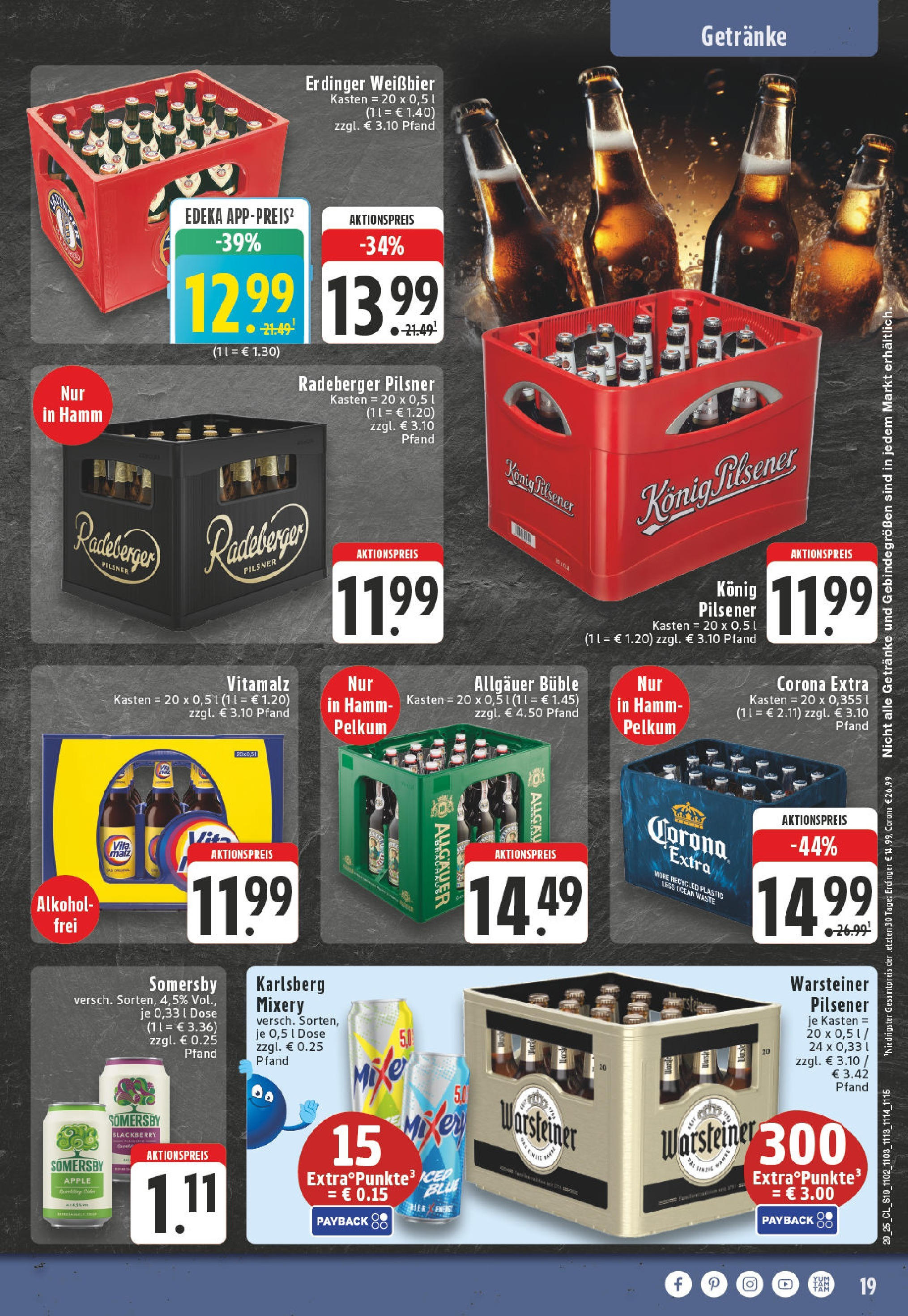 Edeka prospekt Hamm-Pelkum	 (ab 13.07.2025) » Angebote Online | Seite: 19 | Produkte: Erdinger, Weißbier, Apple, Mixery