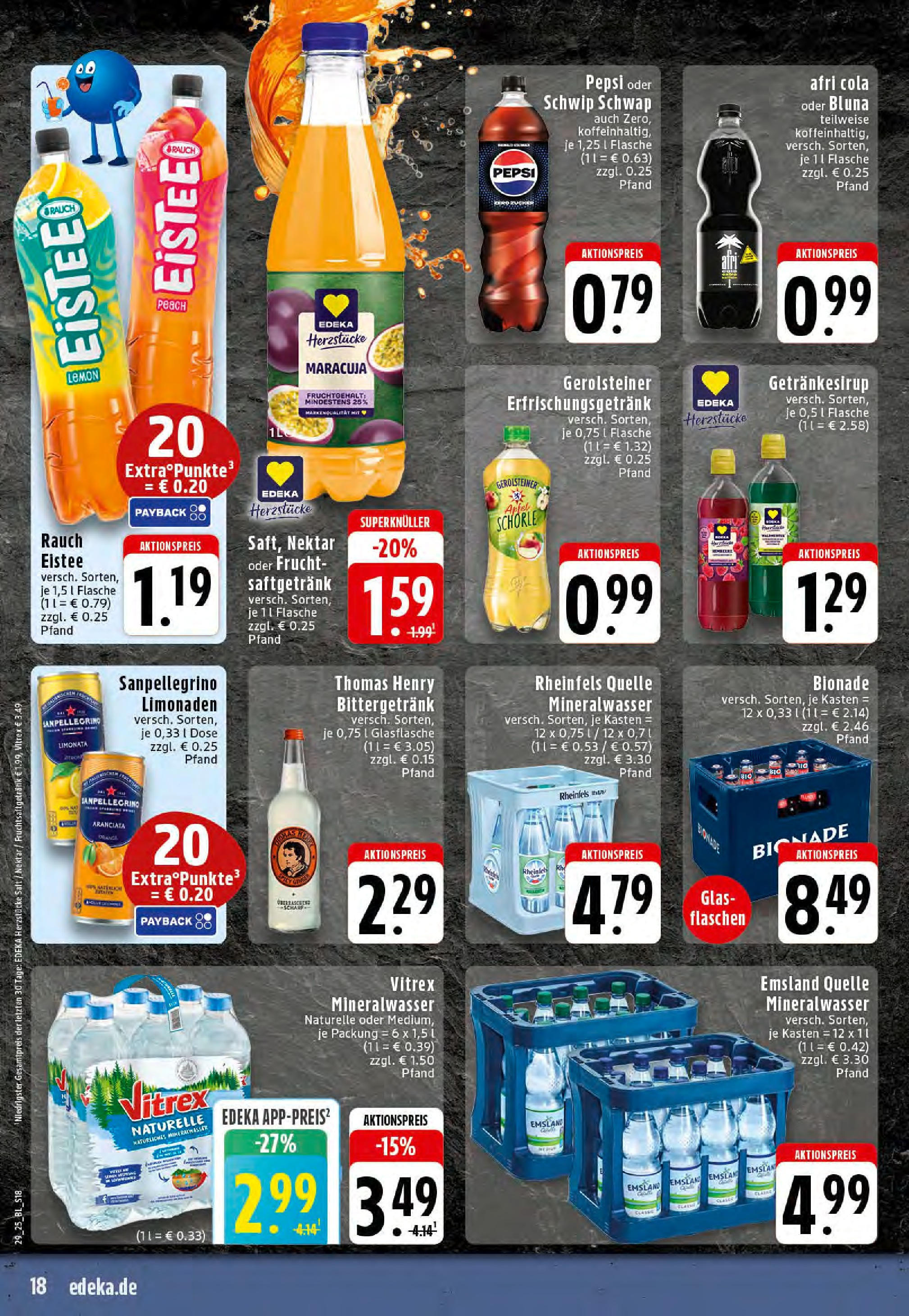 Edeka prospekt Saerbeck	 (ab 13.07.2025) » Angebote Online | Seite: 18 | Produkte: Cola, Schwip schwap, Mineralwasser, Gerolsteiner