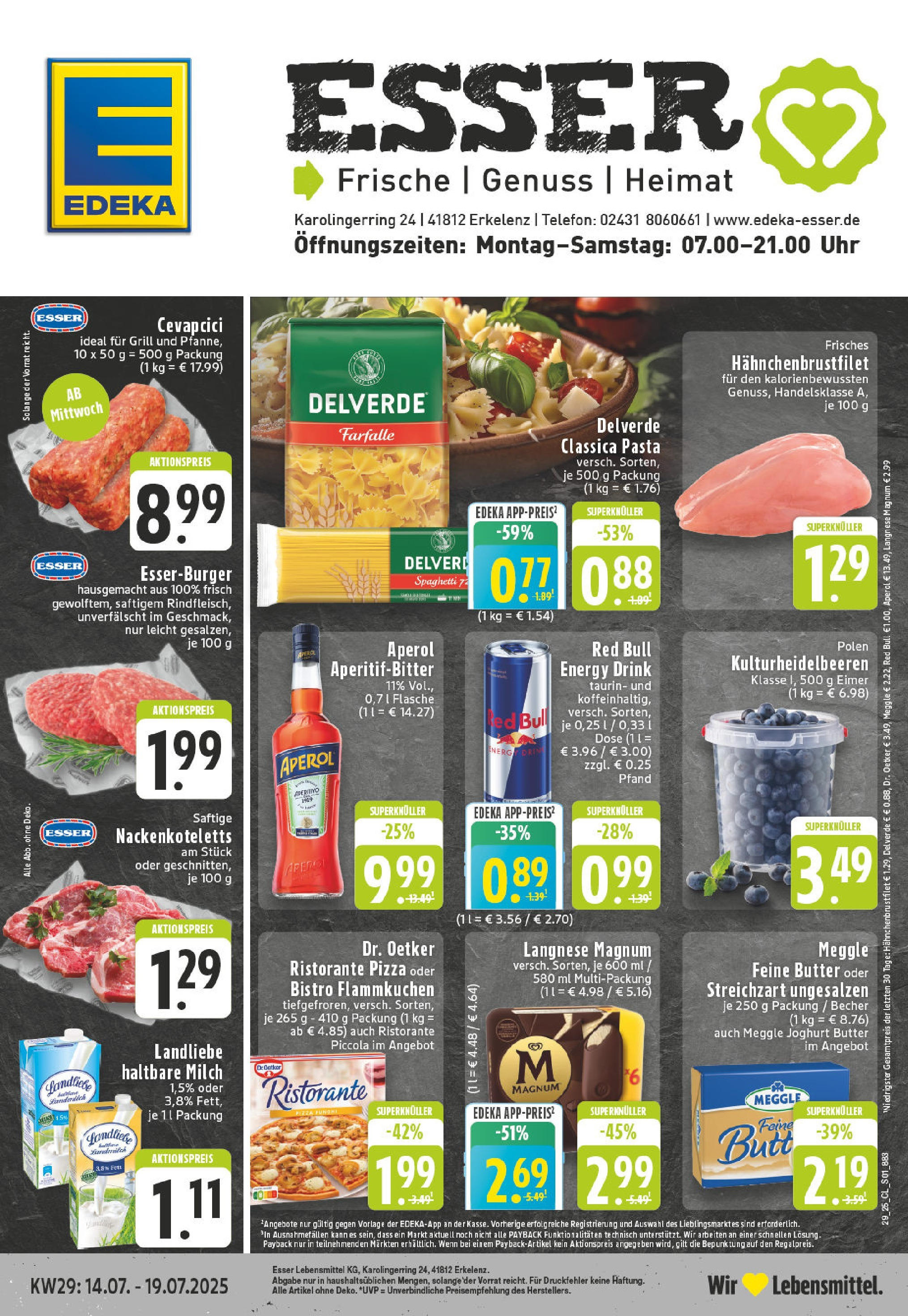 Edeka prospekt Erkelenz	 (ab 14.07.2025) » Angebote Online | Seite: 1 | Produkte: Grill, Red bull, Butter, Pasta