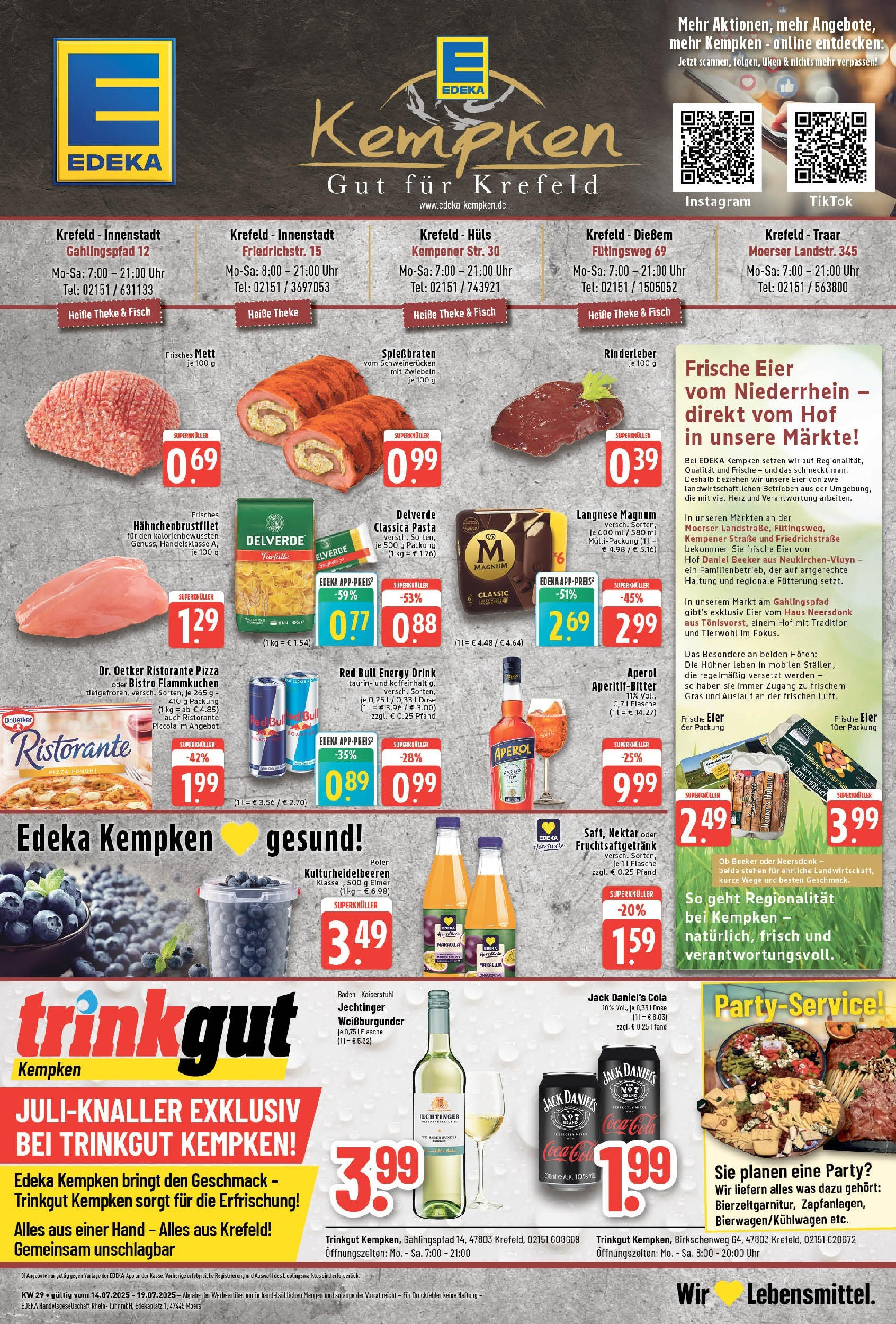 Edeka prospekt Krefeld	 (ab 13.07.2025) » Angebote Online | Seite: 1 | Produkte: Red bull, Theke, Pasta, Uhr